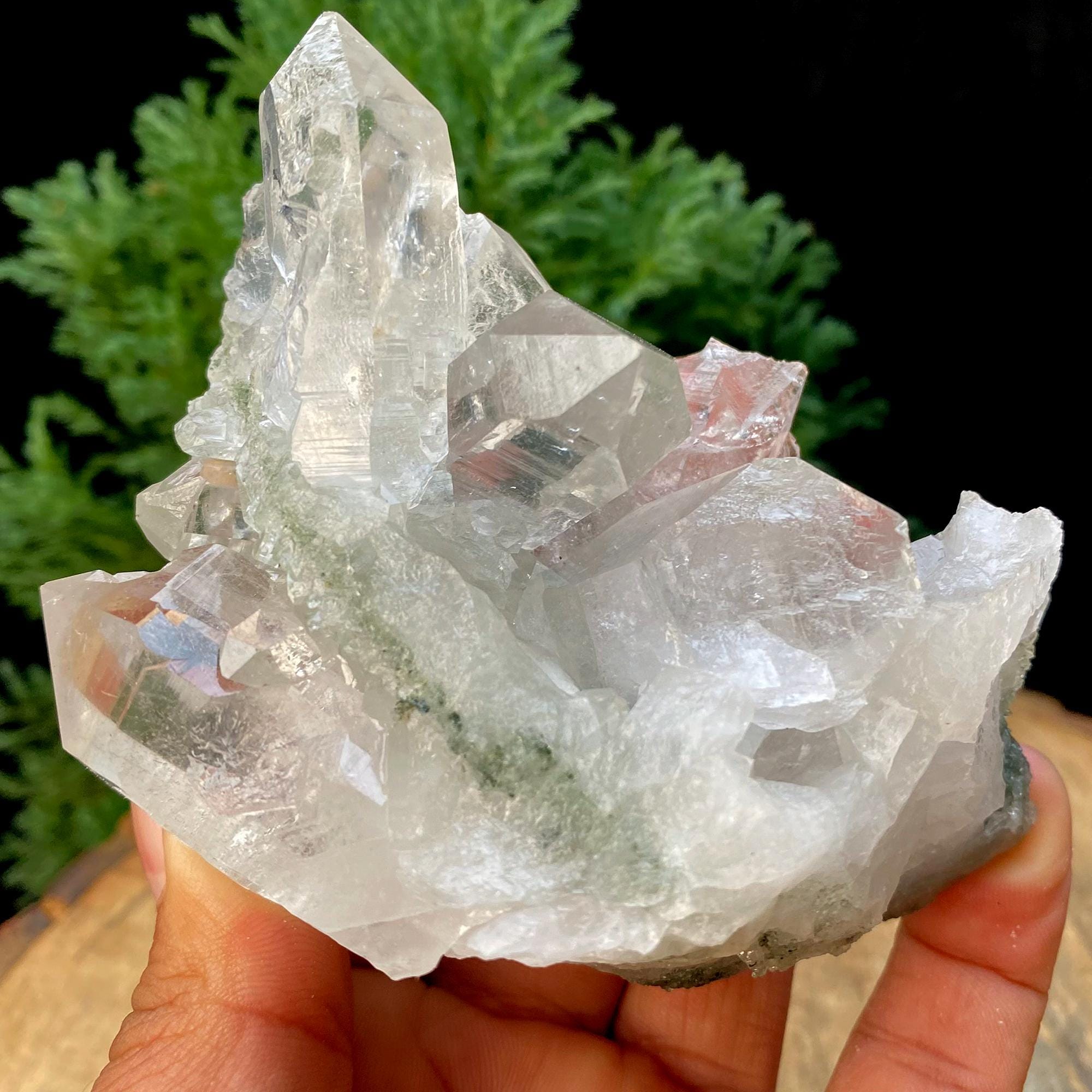 Clear Chlorite Quartz Point from Kullu Valley  Raw Healing Crystal, Energy Cleansing Stone, 355gm