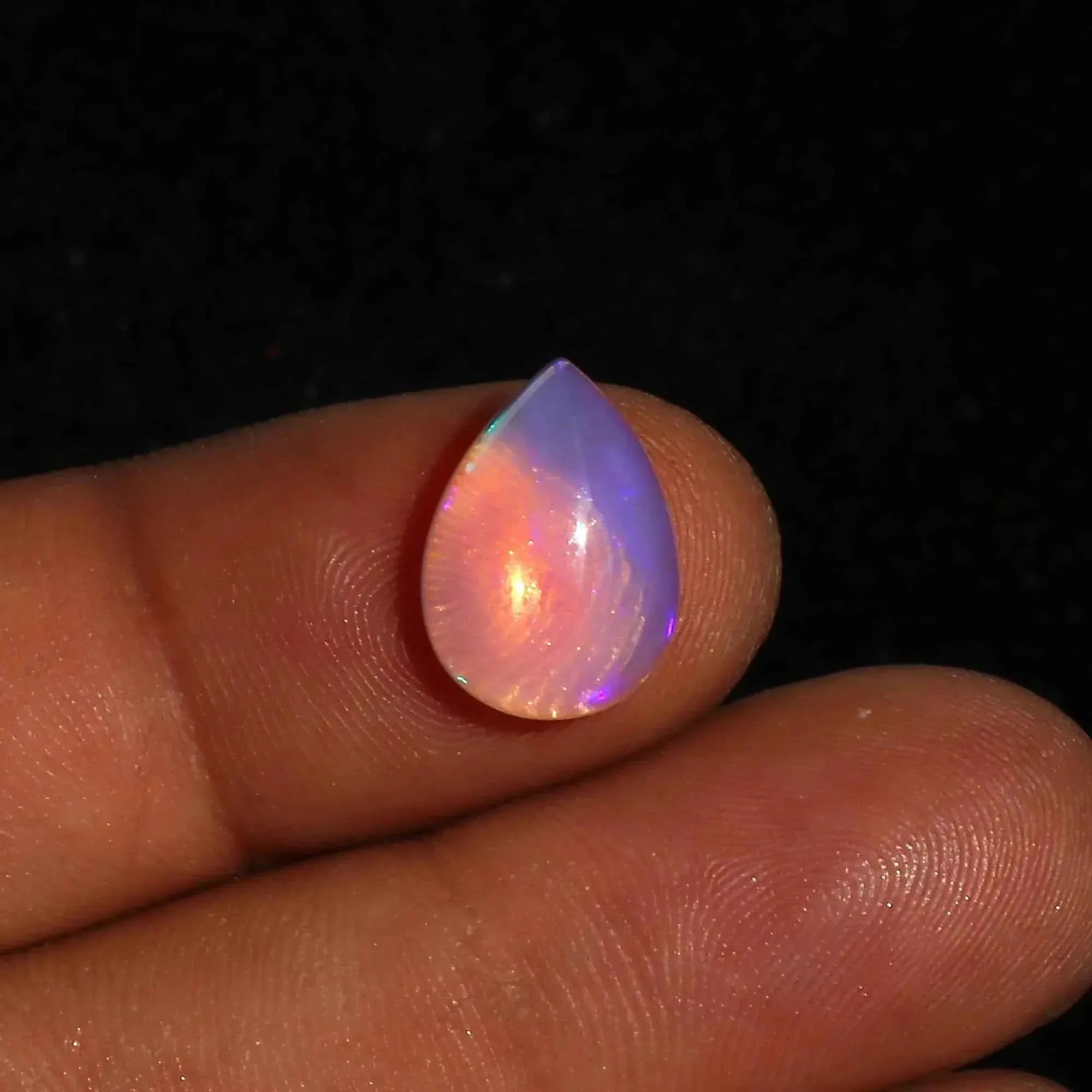 Ethiopian Fire Opal Cabochon Pear Shape Gemstone 3.4ct for Jewelry Making loose gemstones