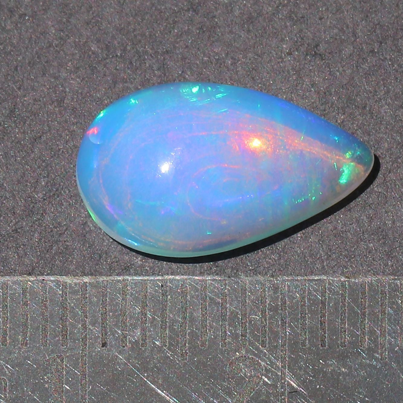 Welo Opal Cabochon: 2.88 Carat Pear Shape Ethiopian Gemstone