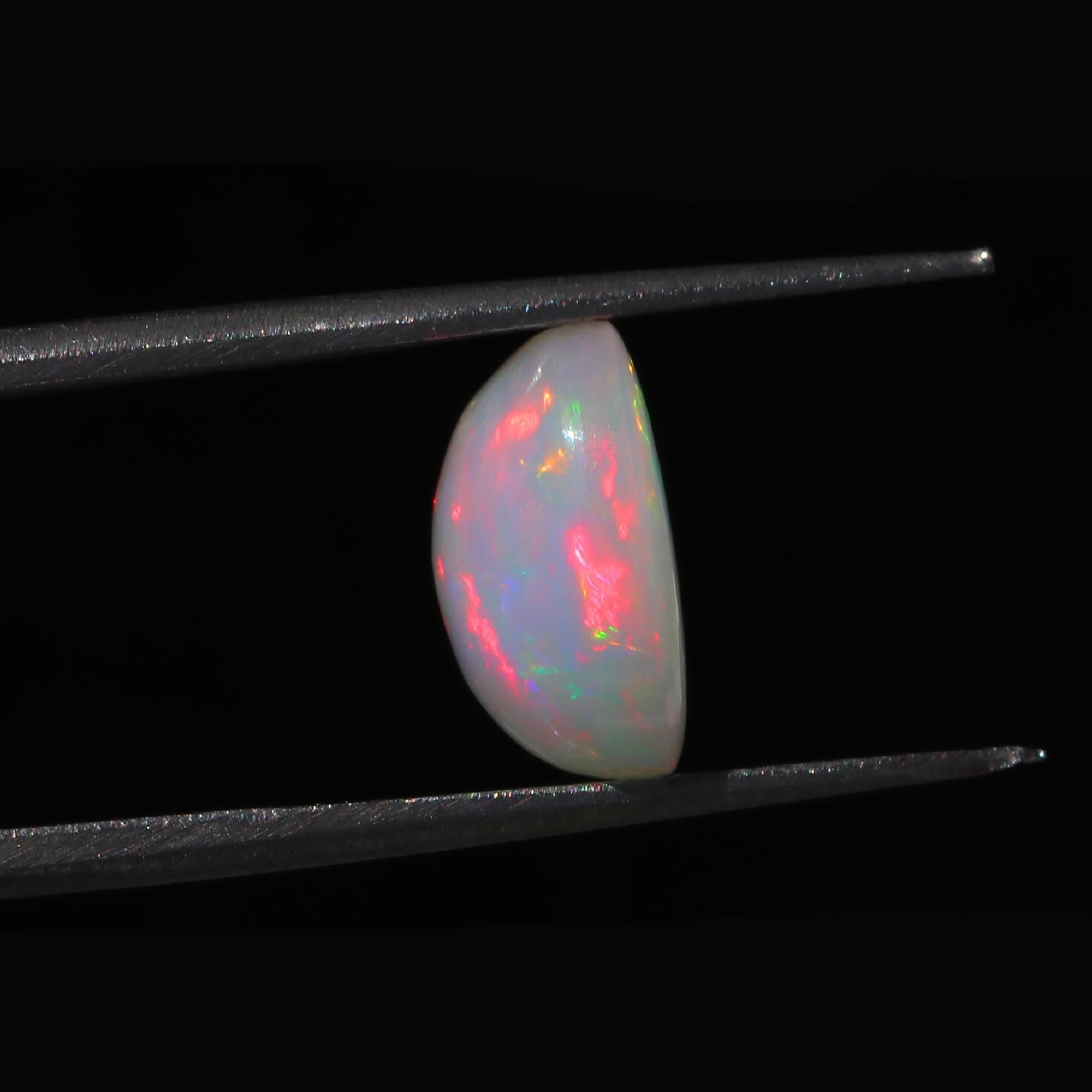 3.21 Carat Ethiopian Opal Cabochon: White Fire Opal Oval Gemstone