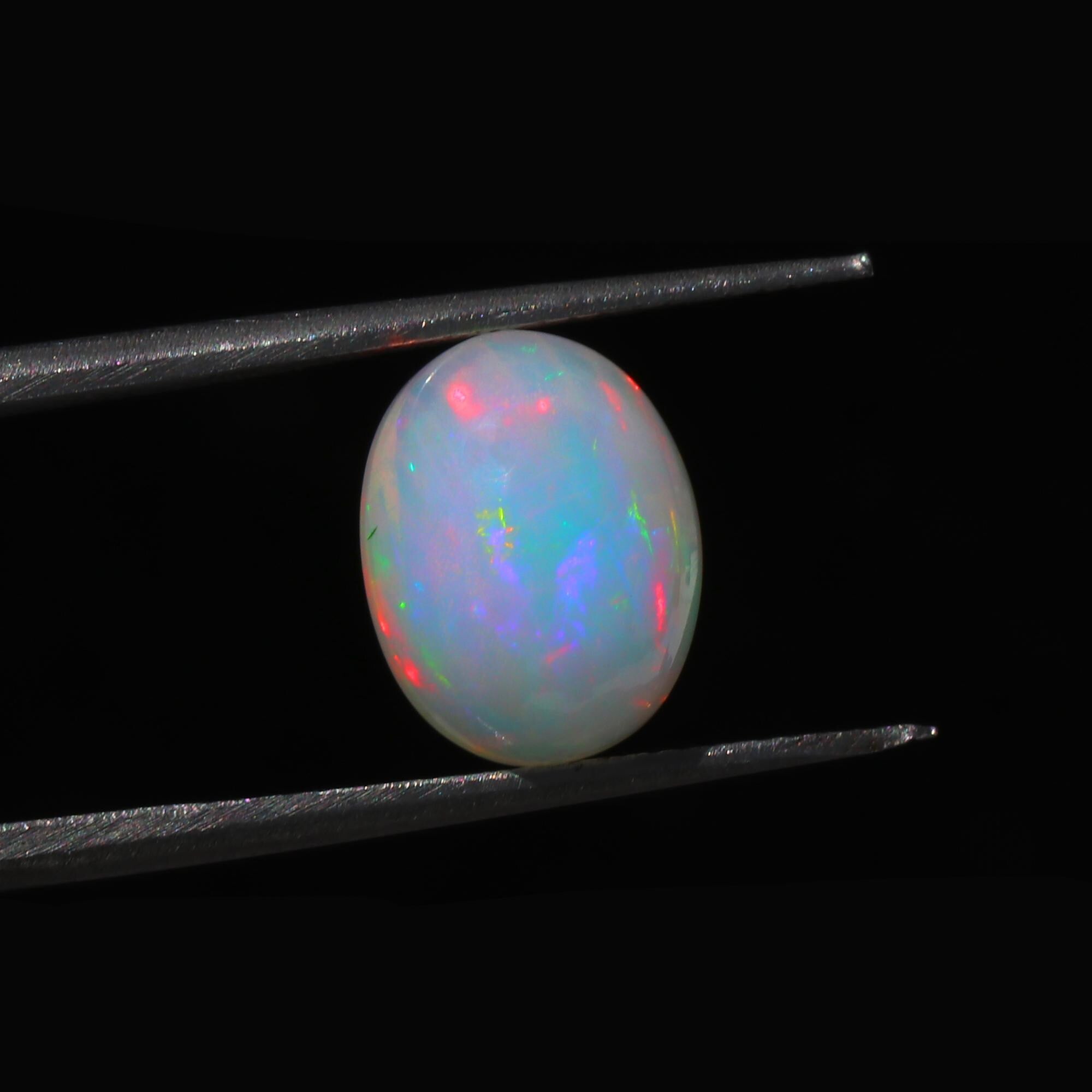 3.21 Carat Ethiopian Opal Cabochon: White Fire Opal Oval Gemstone