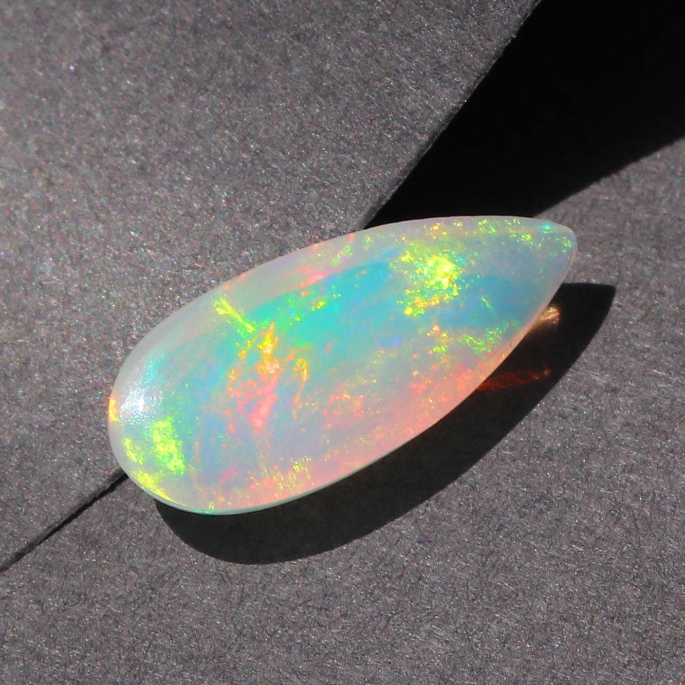 Welo Ethiopian Opal Gemstone: Pear Cabochon, 2.4 ct Natural Fire Opal