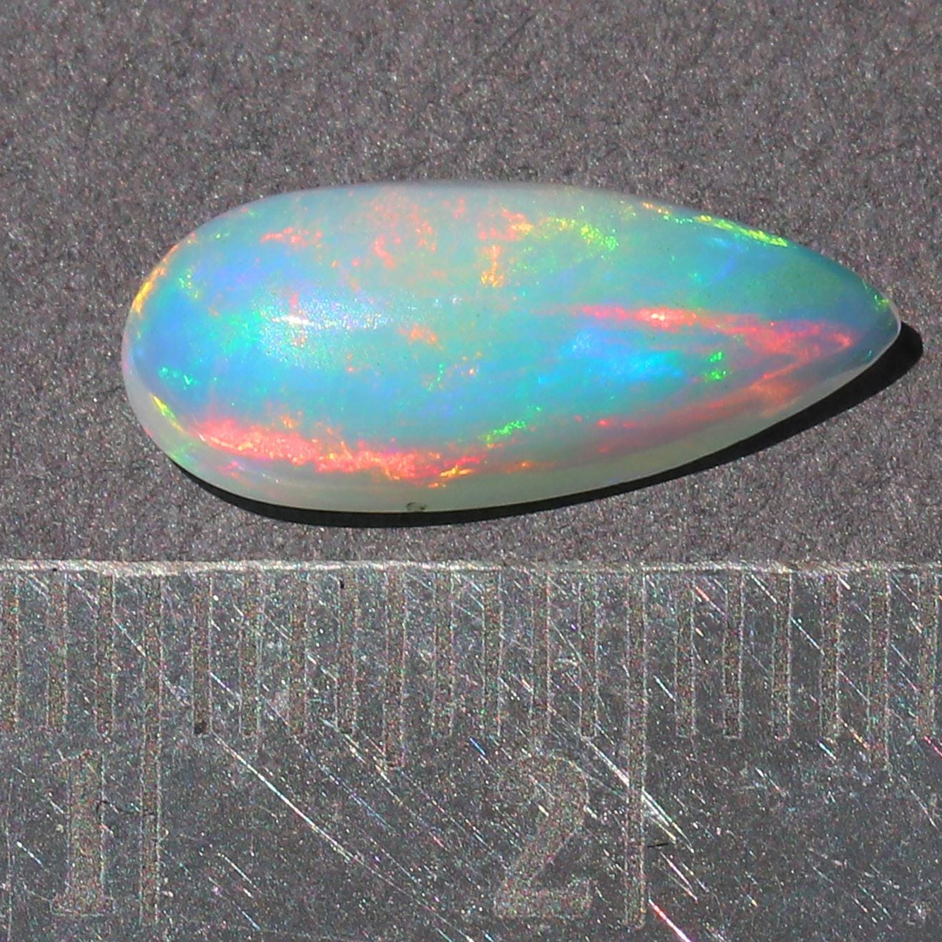 Welo Ethiopian Opal Gemstone: Pear Cabochon, 2.4 ct Natural Fire Opal