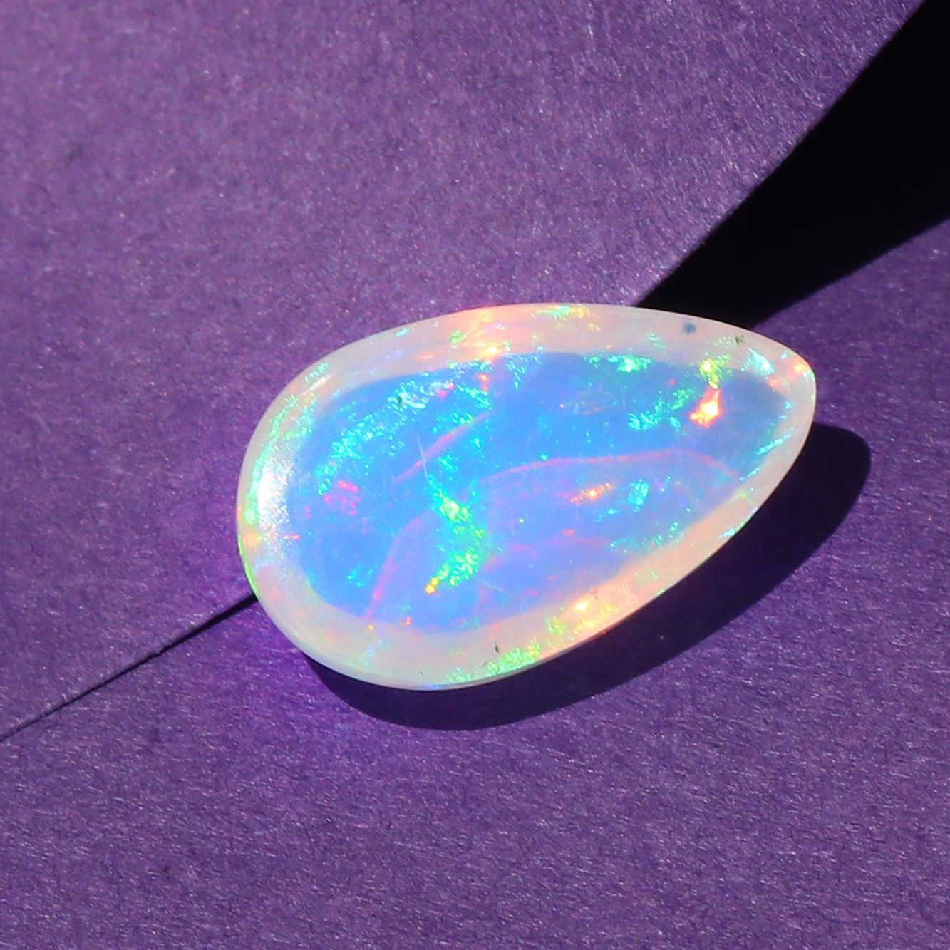 Welo Opal Cabochon: Pear Shape Ethiopian Gemstone, 2.84 cts