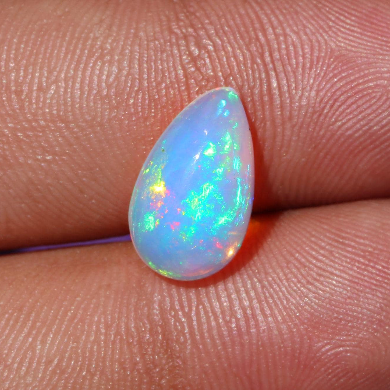Welo Opal Cabochon: Pear Shape Ethiopian Gemstone, 2.84 cts