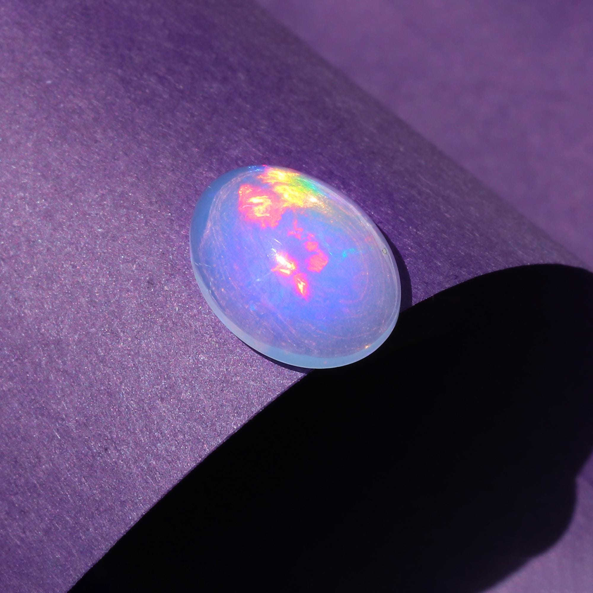 Ethiopian Opal Cabochon: 2.96ct Rainbow Fire Gemstone, 10x14mm