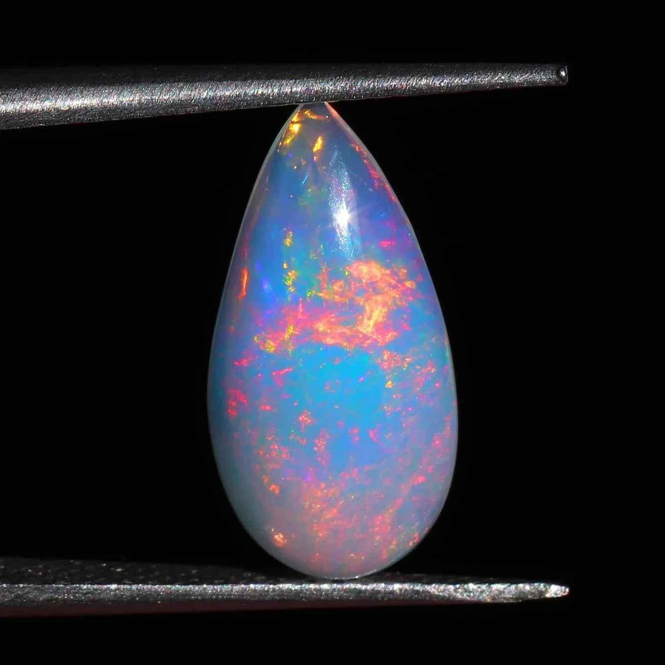 Ethiopian Opal Cabochon 2.80 Carat Pear-Shaped Fire Opal for Jewelry Making loose gemstones