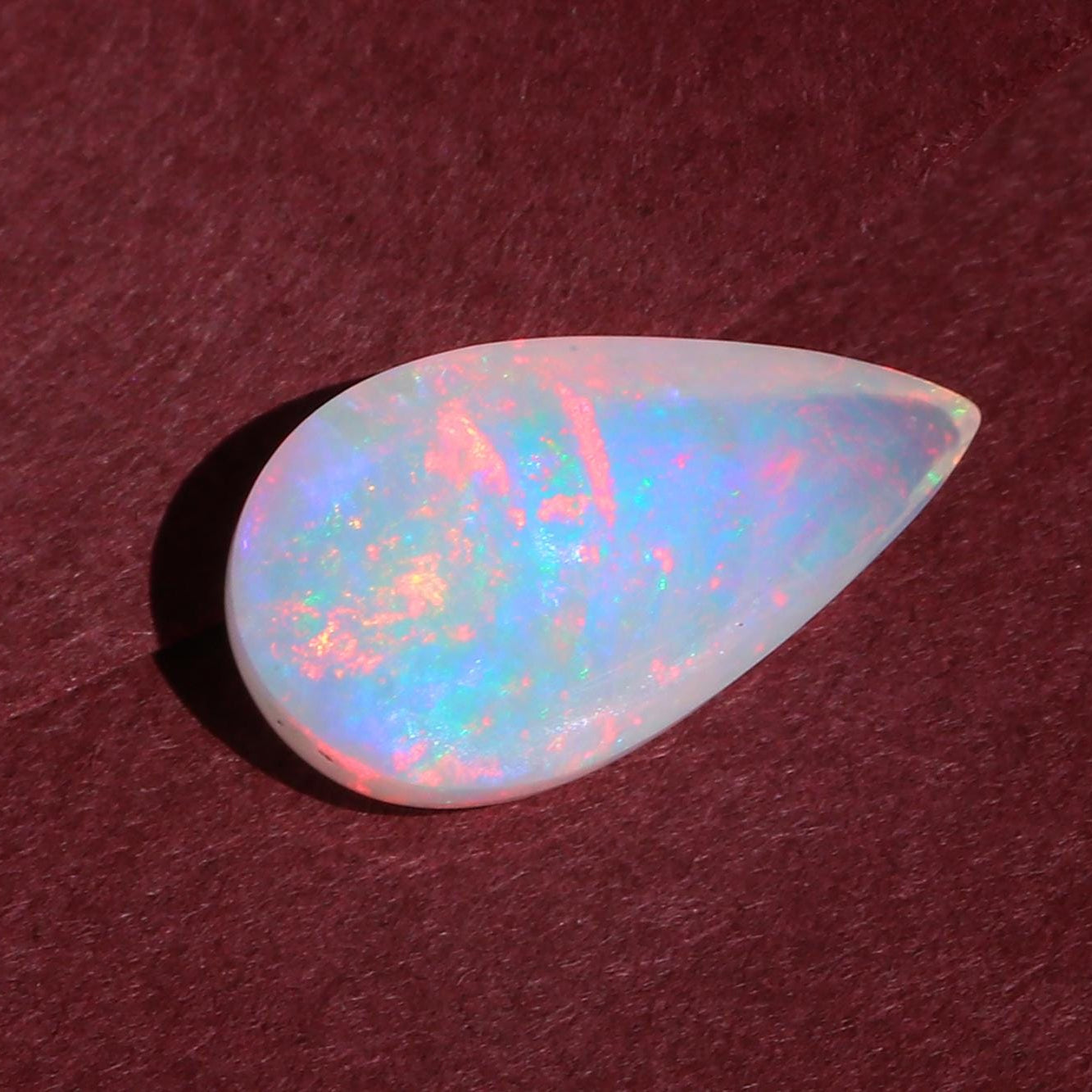White Ethiopian Fire Opal Gemstone: 3.84 Carat Pear Cabochon, October Birthstone Opal