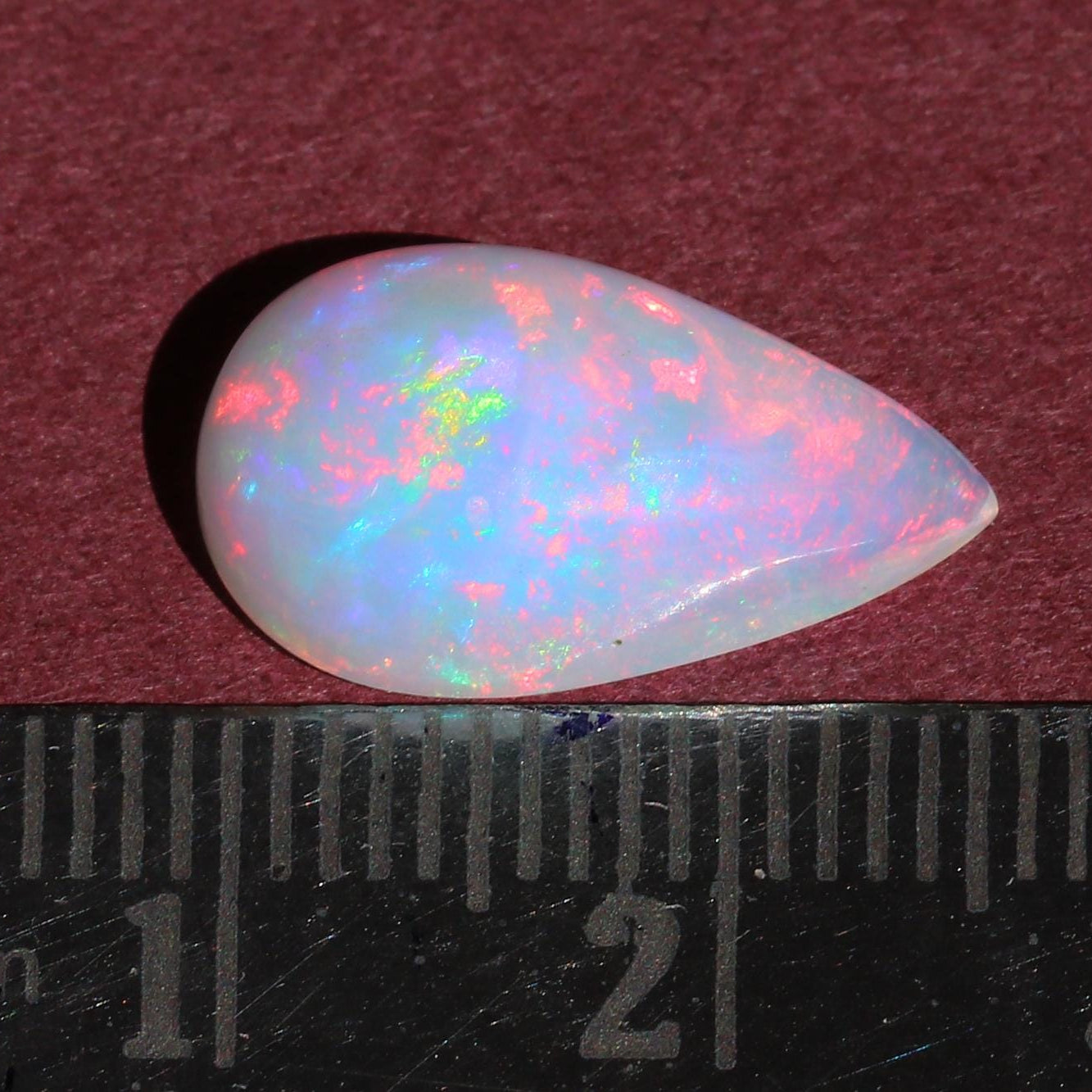 White Ethiopian Fire Opal Gemstone: 3.84 Carat Pear Cabochon, October Birthstone Opal