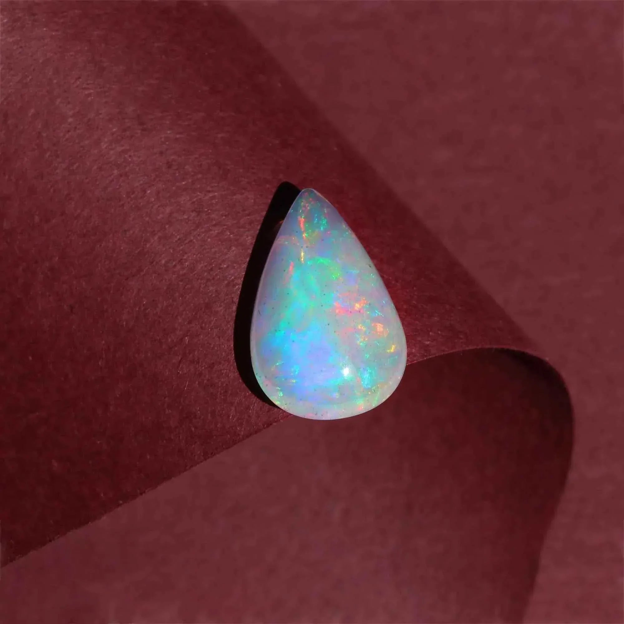 4.25 Carat Ethiopian Fire Opal Cabochon Pear Gemstone for Fine Jewelry loose gemstones