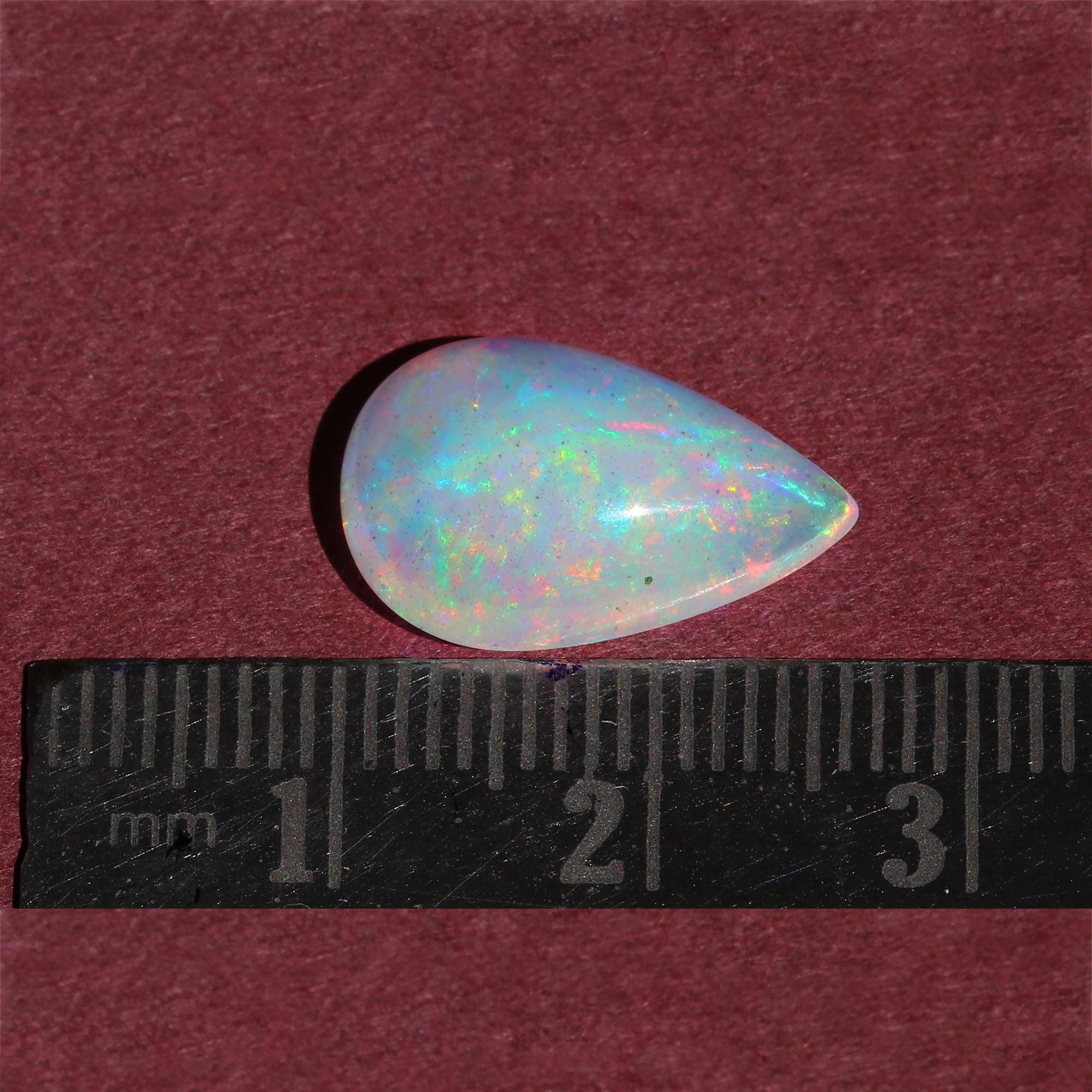 4.25 Carat Pear Cabochon: White Ethiopian Fire Opal Gemstone