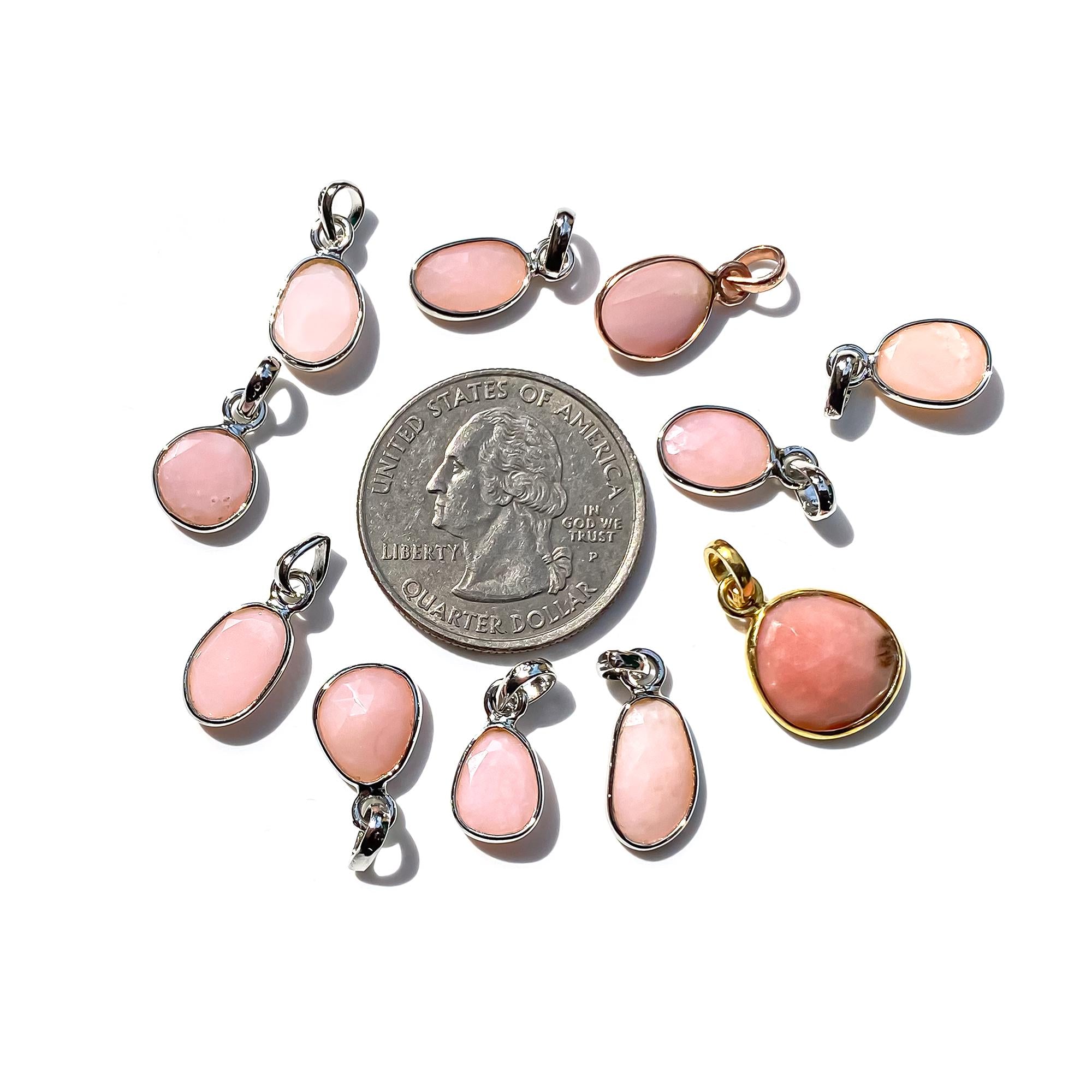 Pink Opal Pendant: Sterling Silver Bezel, Natural Gemstone Jewelry