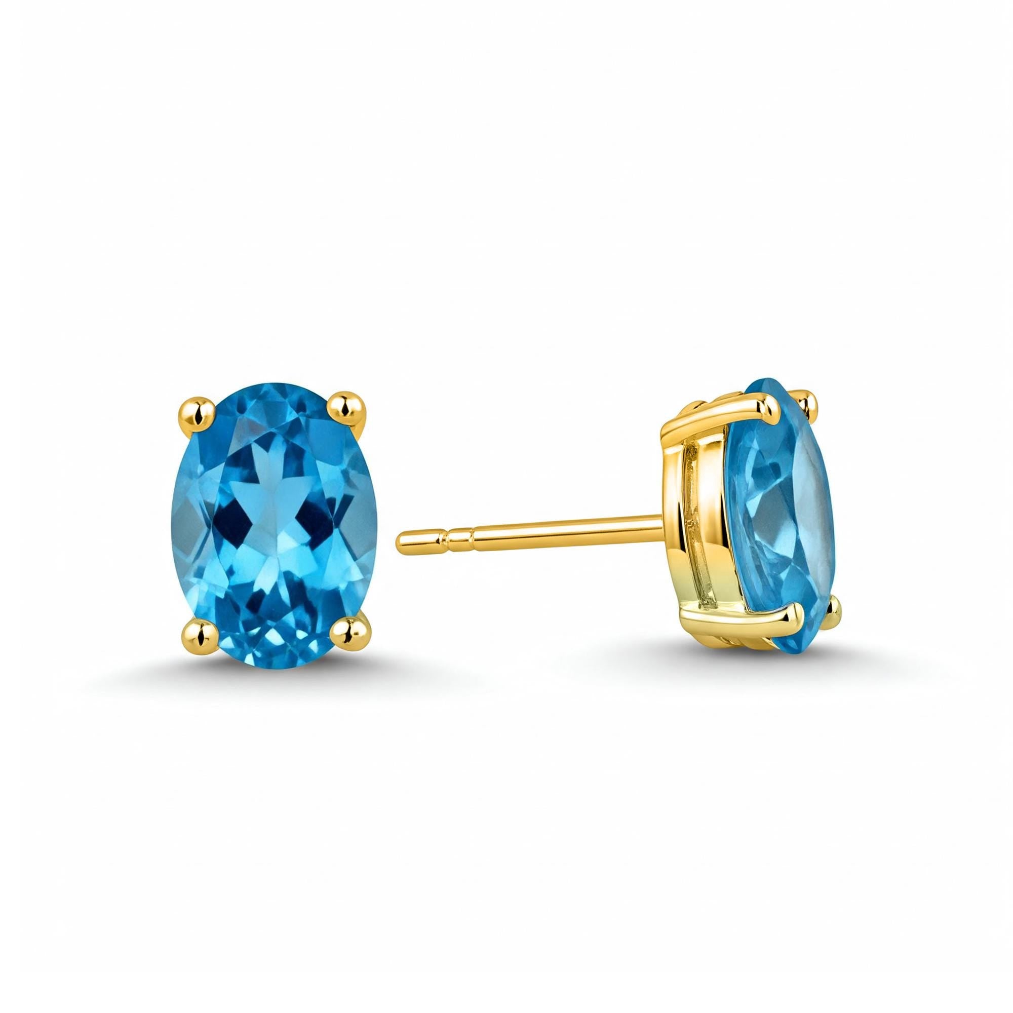 Swiss Blue Topaz Sterling Silver Stud Earrings: December Birthstone