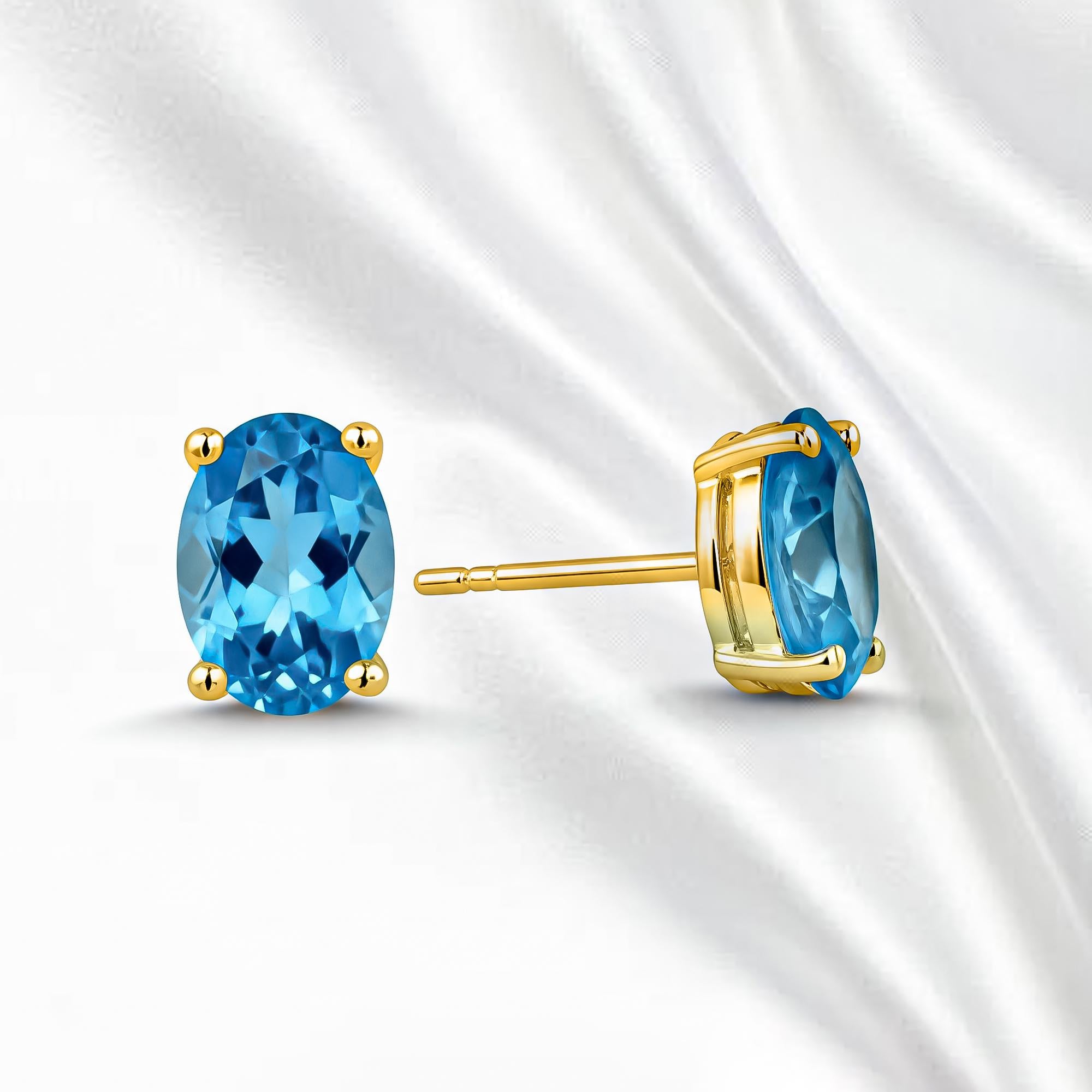 Swiss Blue Topaz Sterling Silver Stud Earrings: December Birthstone