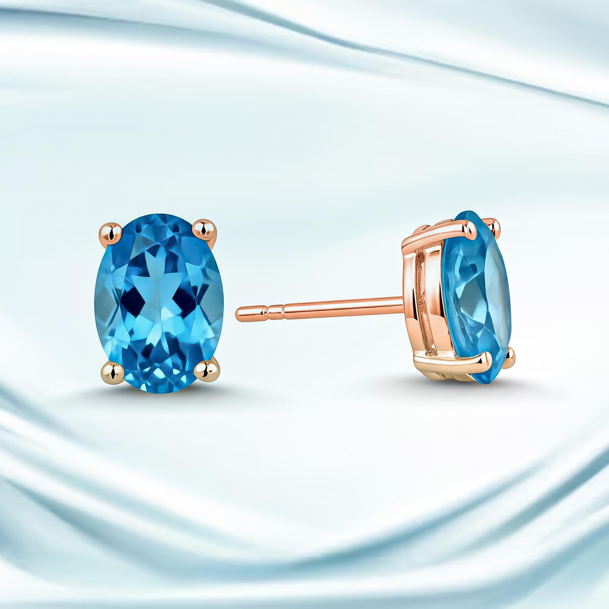 Swiss Blue Topaz Sterling Silver Stud Earrings: December Birthstone