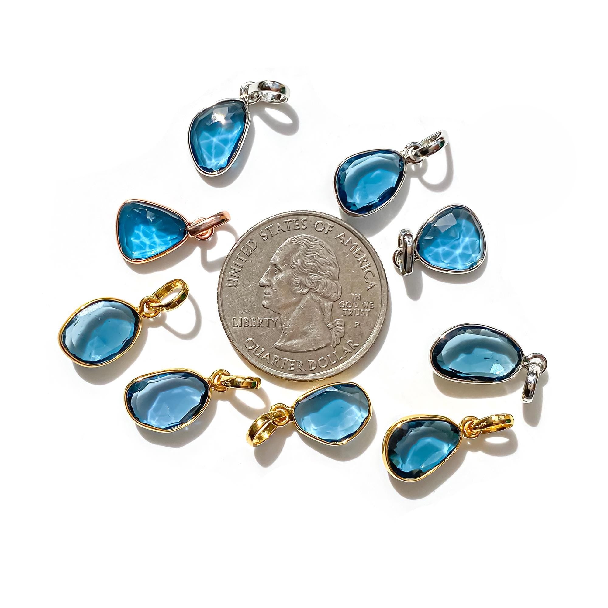 Natural London Blue Topaz Pendant: 925 Sterling Silver Bezel Setting