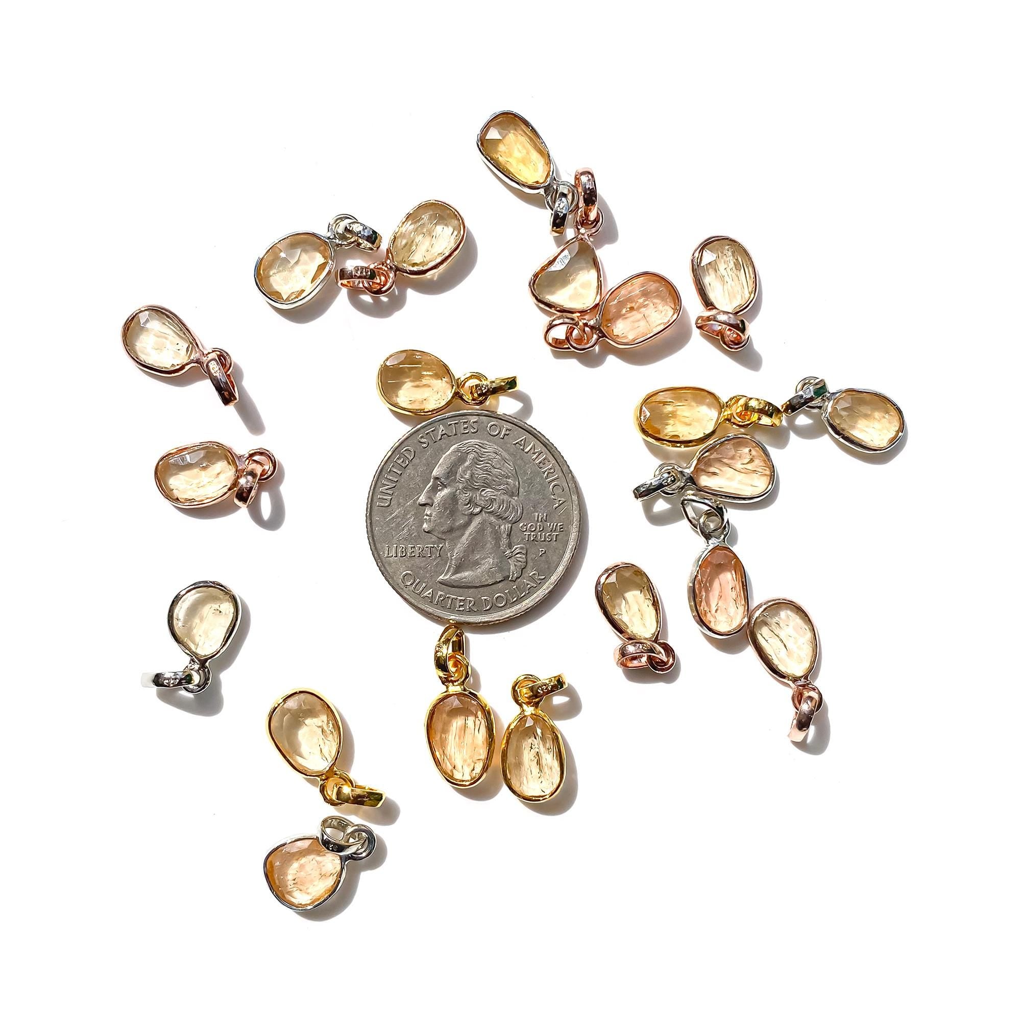 Natural Imperial Topaz Pendant: 925 Sterling Silver, Rose Cut Gemstone