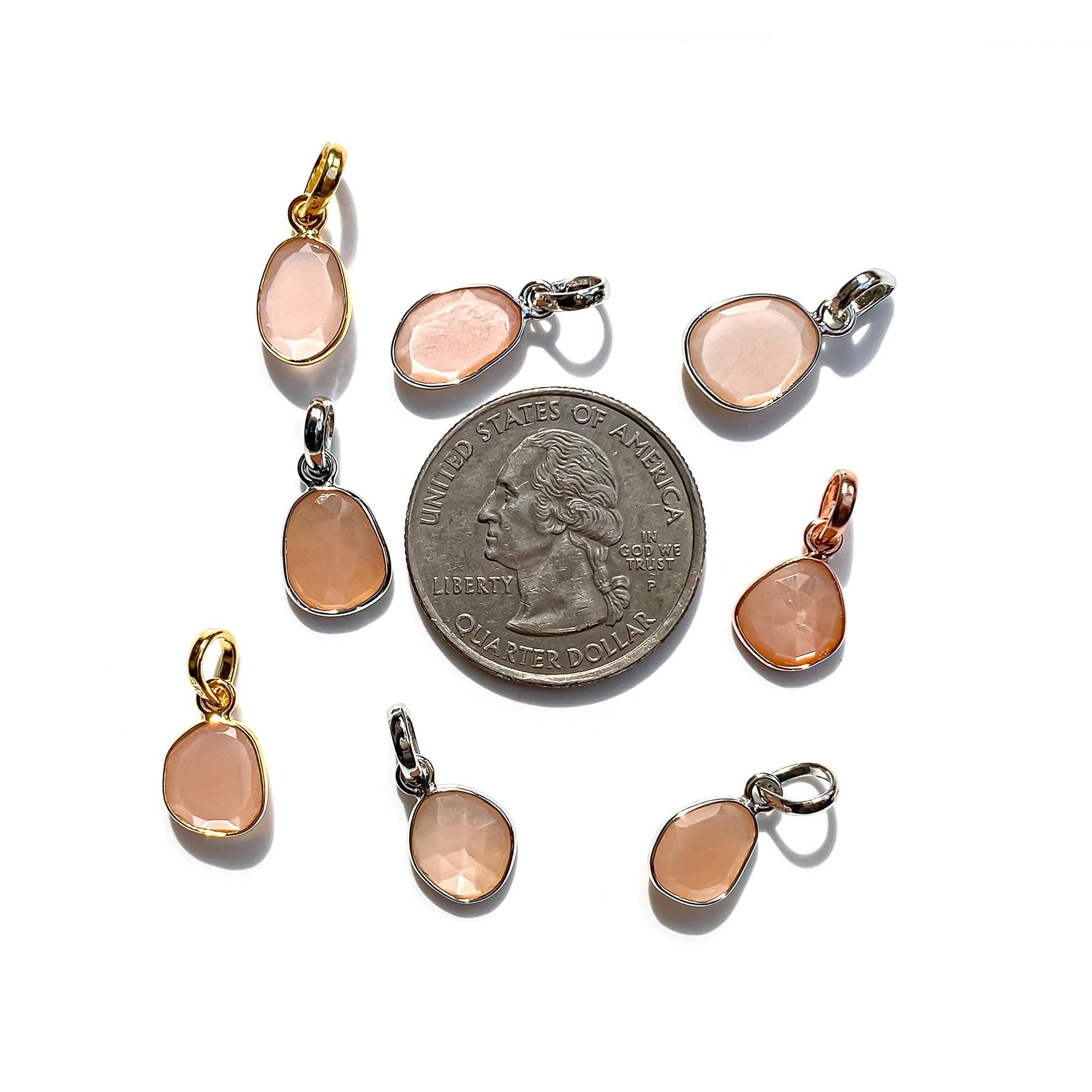 Peach Moonstone Teardrop Necklace: Sterling Silver Minimalist Pendant