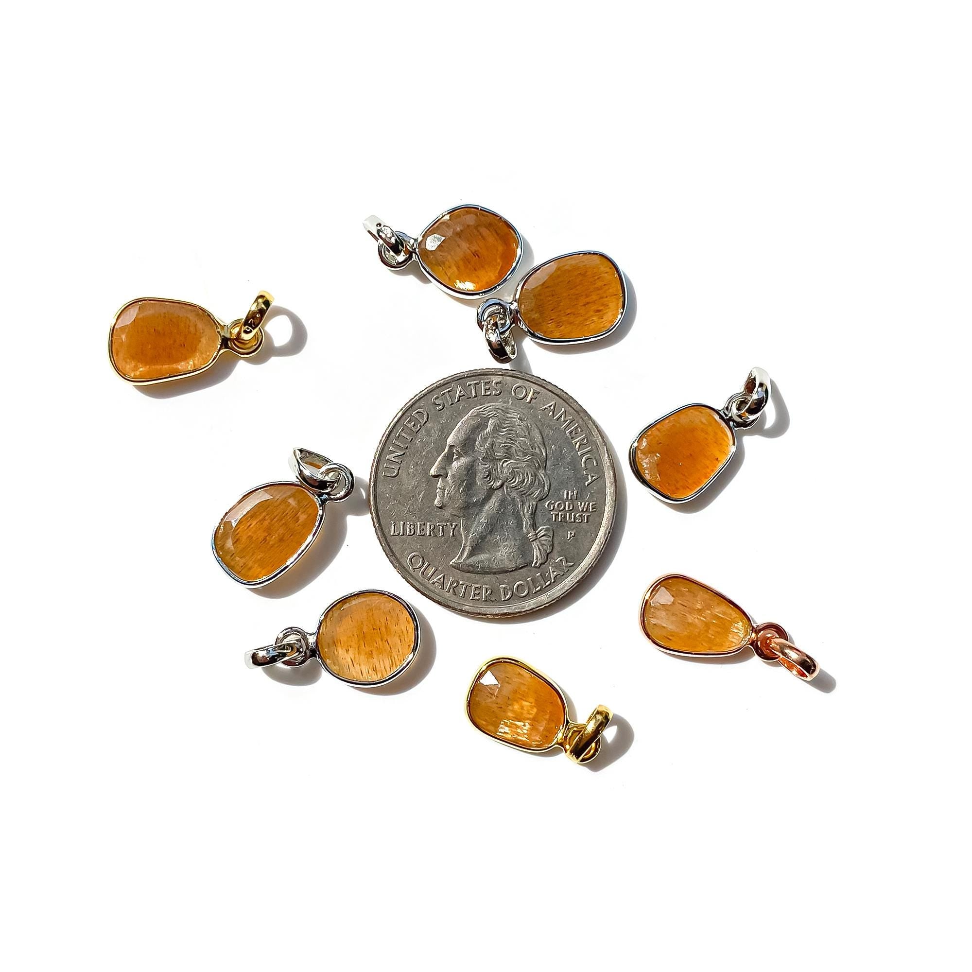 Natural Golden Feldspar Pendant – Sterling Silver Handmade Jewelry