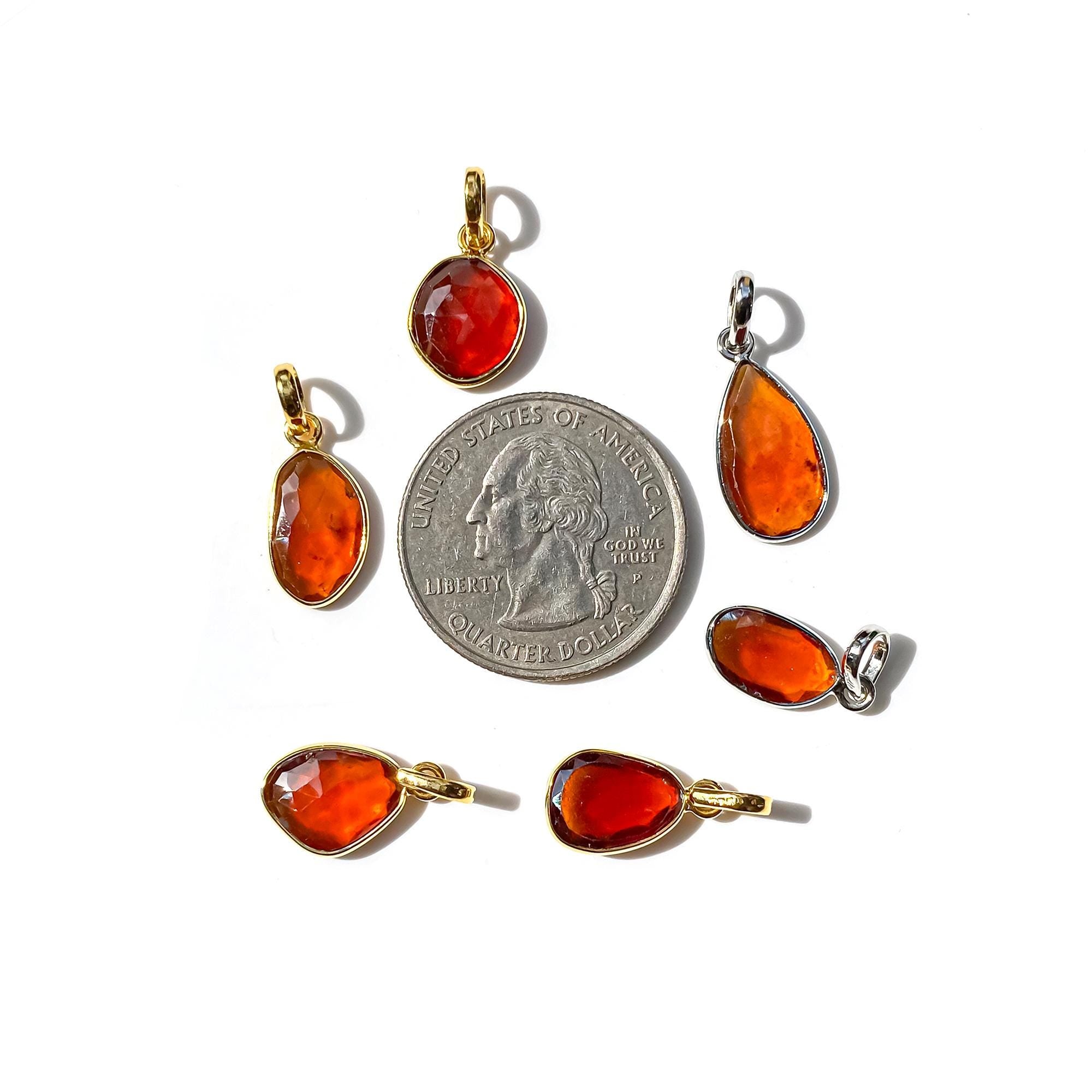 Handcrafted Hessonite Pendant: Natural Gemstone, Sterling Silver