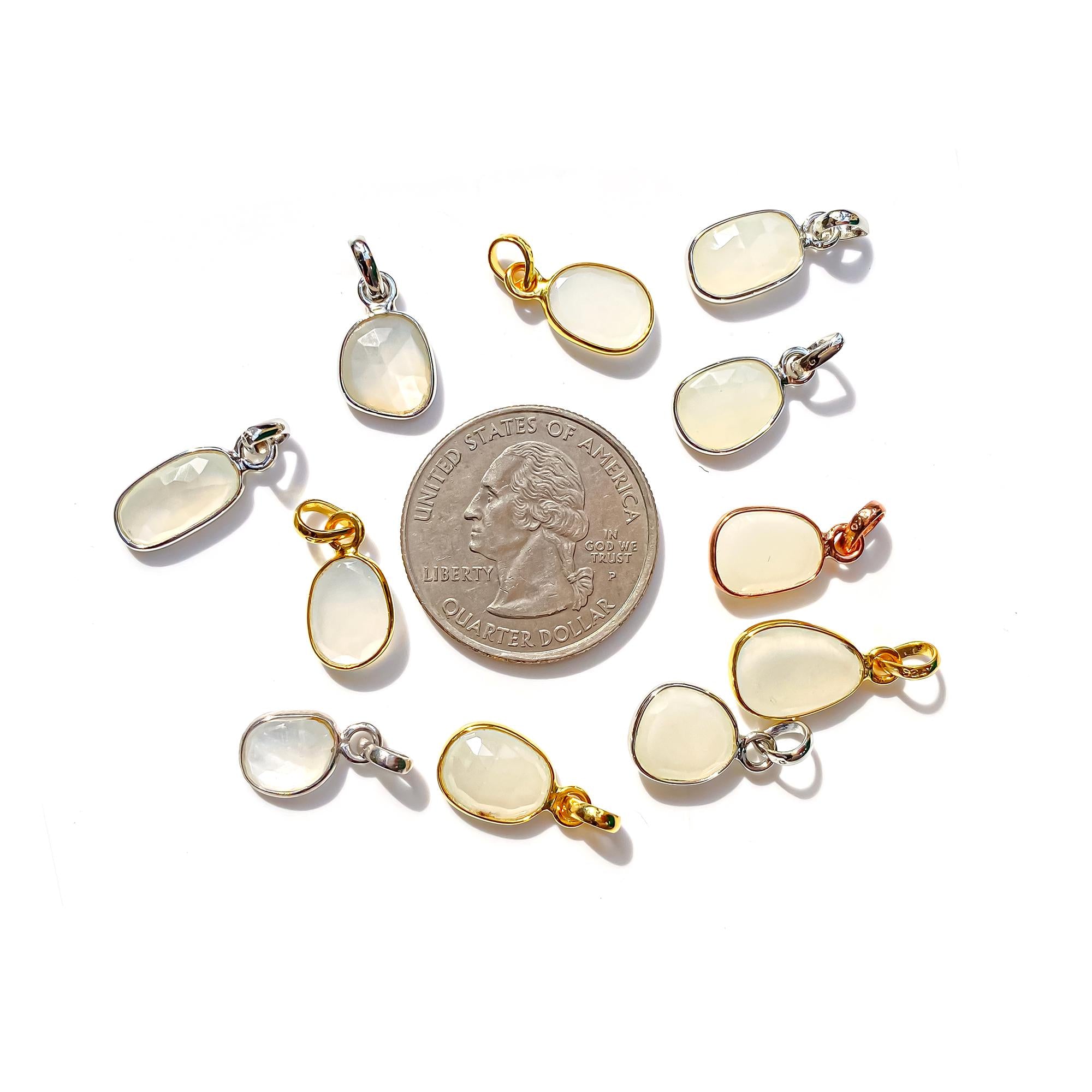 925 Sterling Silver White Moonstone Pendant - Rose Cut Gemstone