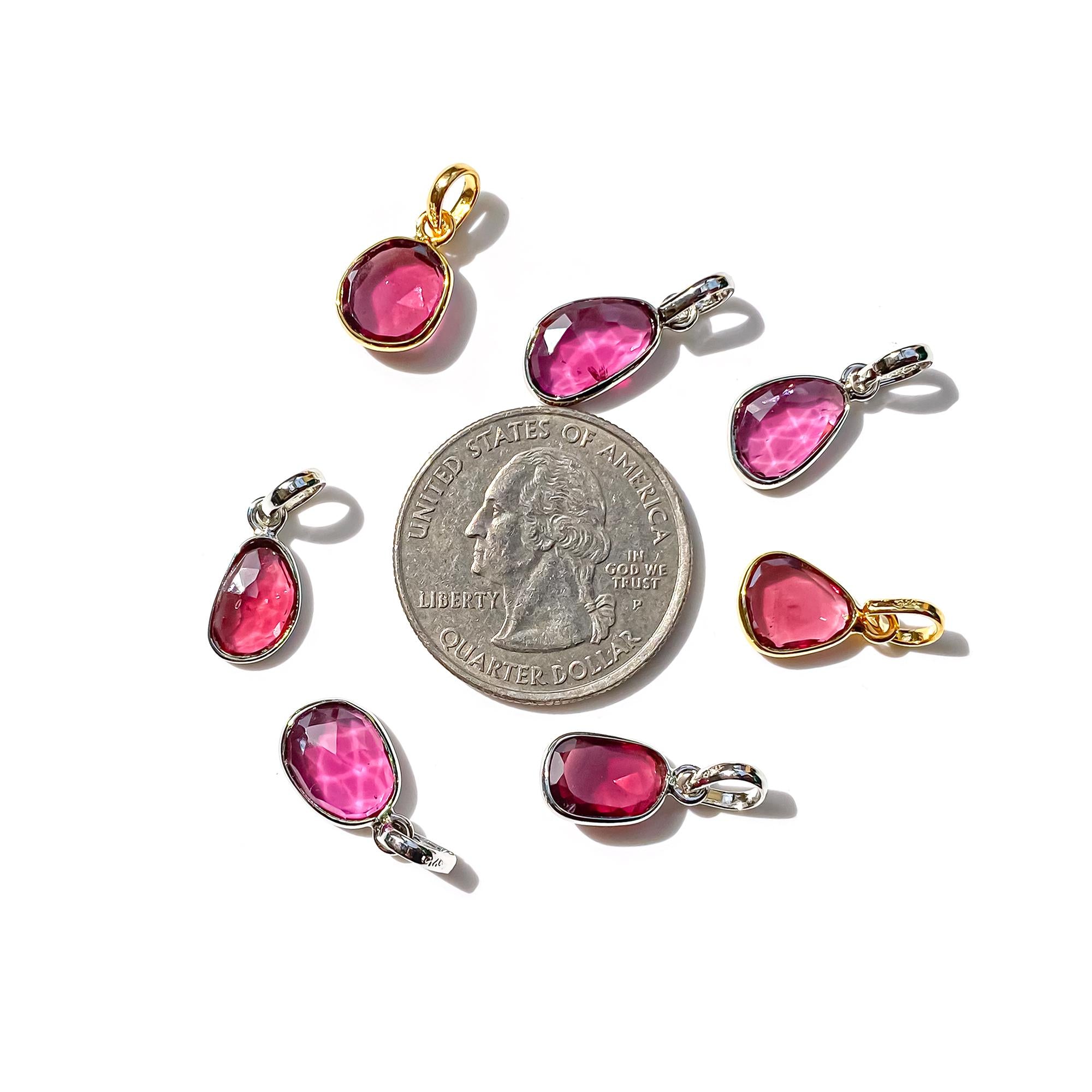 Natural Rhodolite Garnet Pendant: 925 Sterling Silver, Rose Cut Gemstone