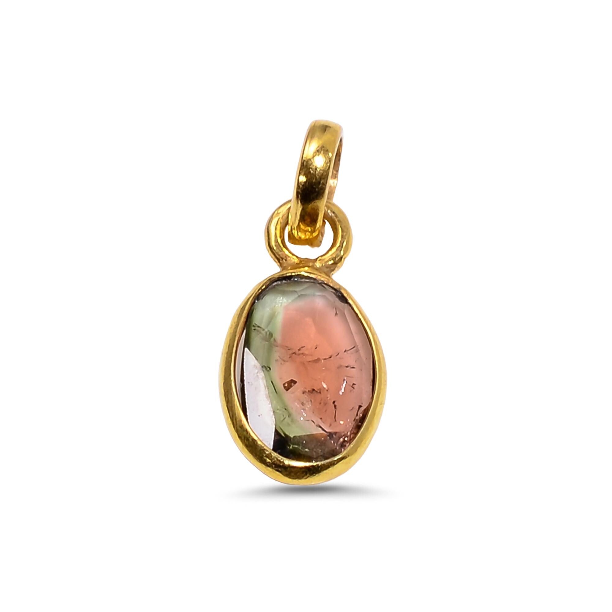 Rose Cut Bio Tourmaline Pendant: 925 Sterling Silver Necklace