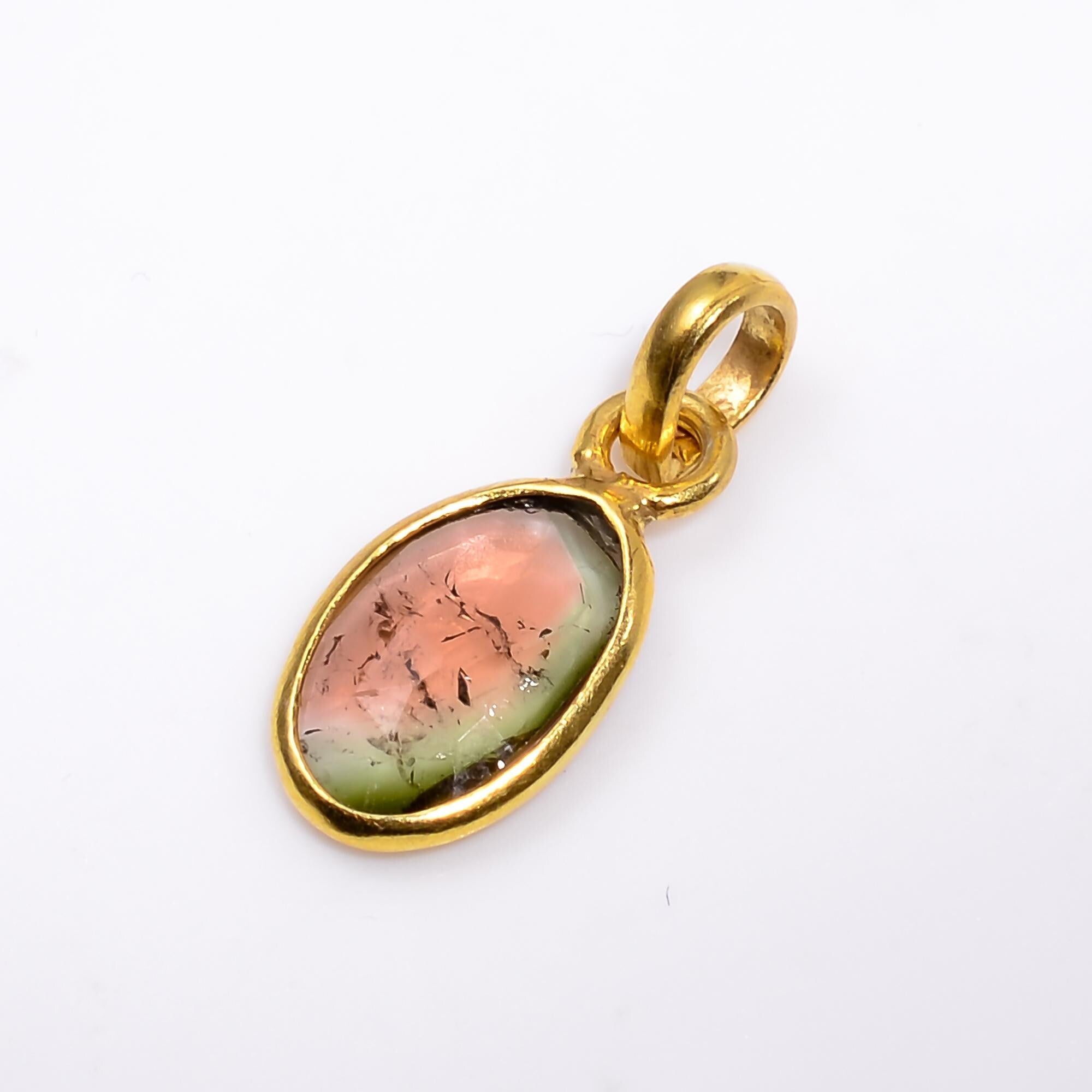 Rose Cut Bio Tourmaline Pendant: 925 Sterling Silver Necklace