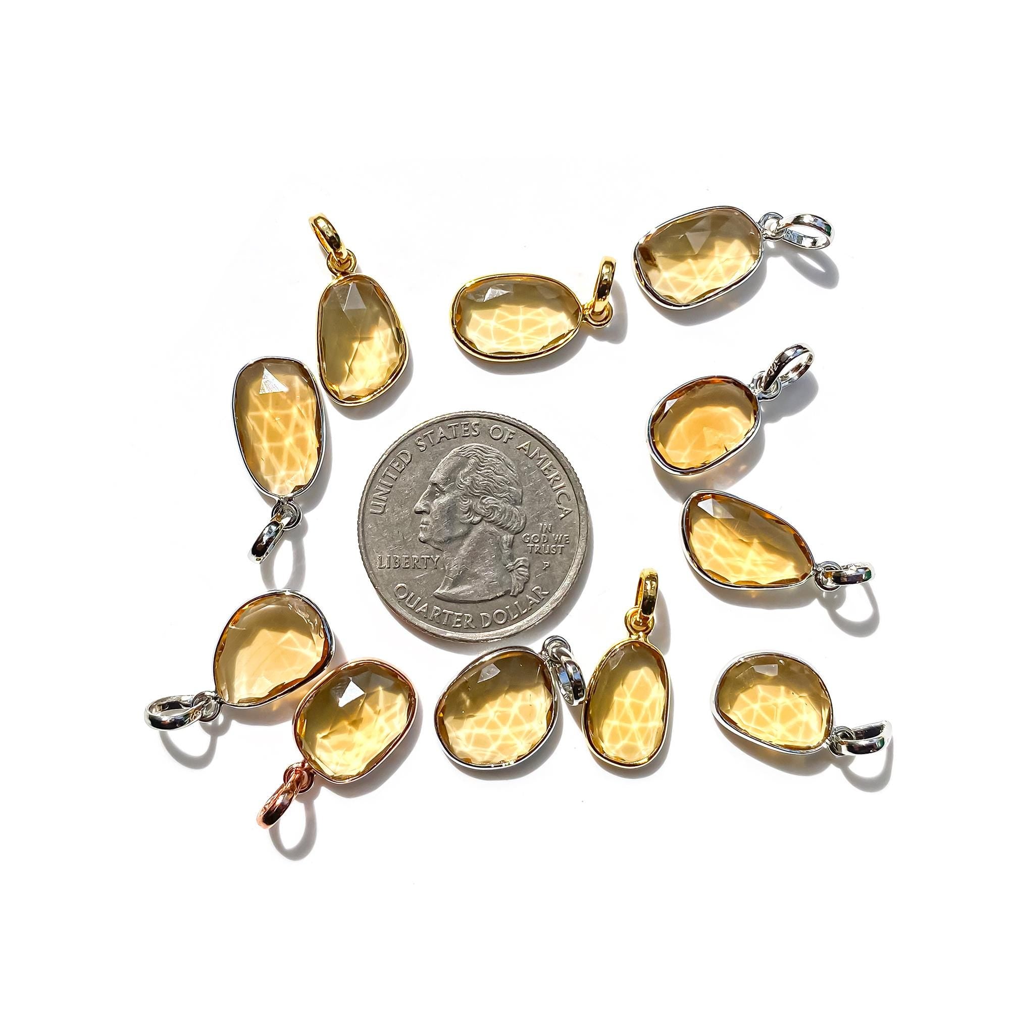 Handmade Whiskey Quartz Pendant: 925 Sterling Silver, Yellow Gemstone