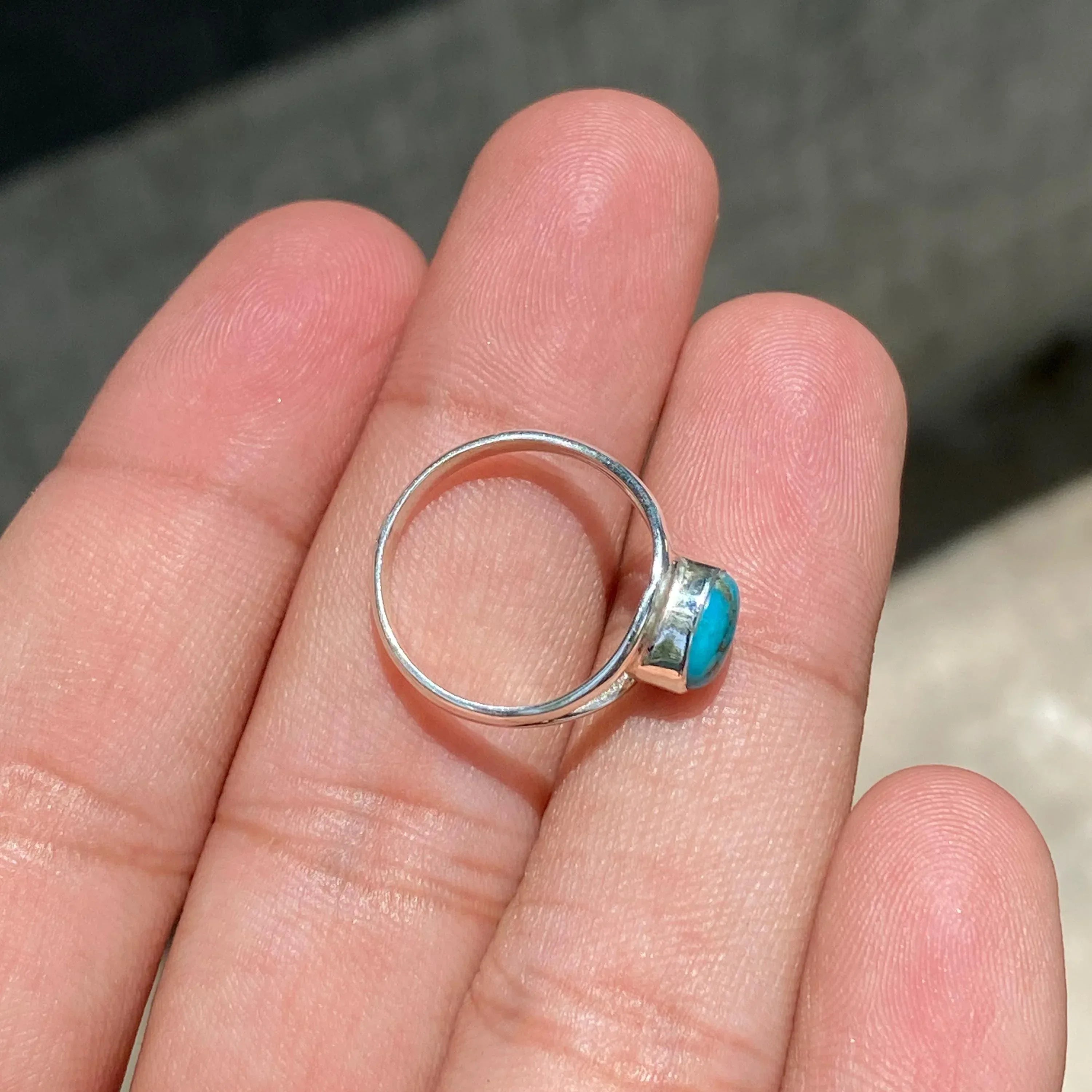 Blue Copper Turquoise Ring: Sterling Silver Boho Statement Jewelry