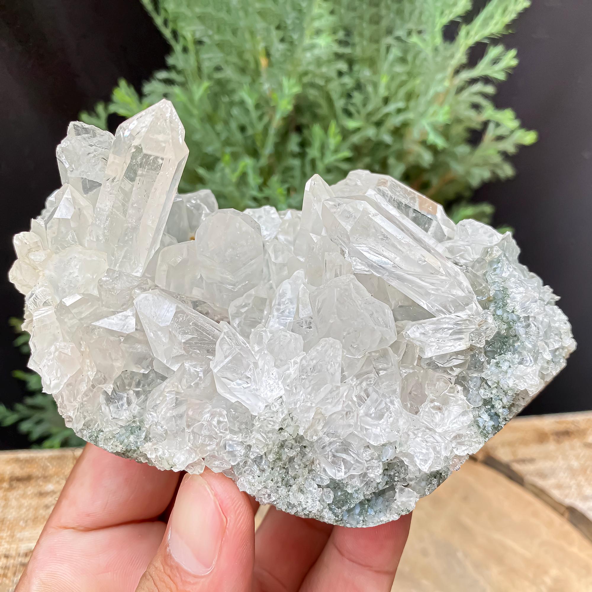 Natural Himalayan Green Chlorite Quartz Cluster  360gm Raw Healing Crystal for Meditation & Home Decor