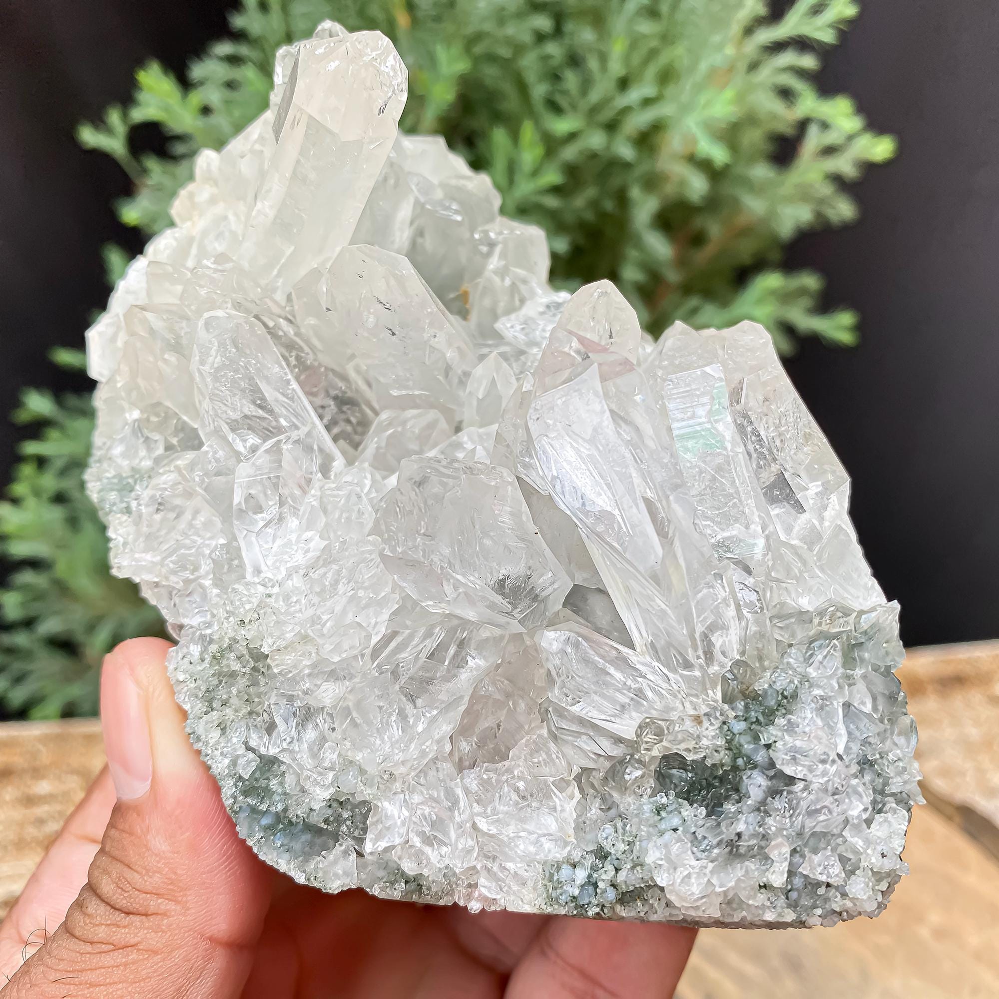 Natural Himalayan Green Chlorite Quartz Cluster  360gm Raw Healing Crystal for Meditation & Home Decor