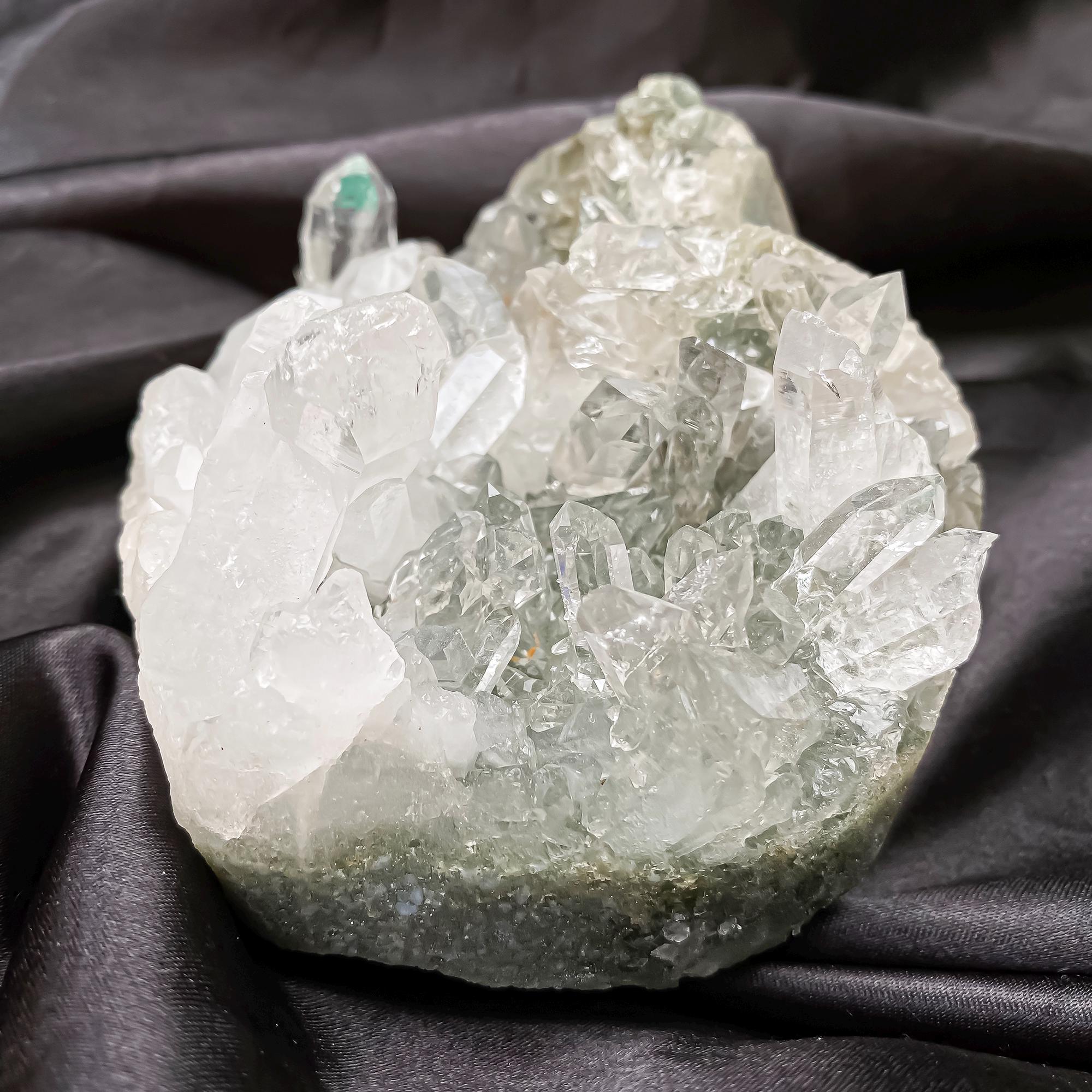 Himalayan Green Chlorite Quartz Cluster: Natural Healing Crystal, 670gm