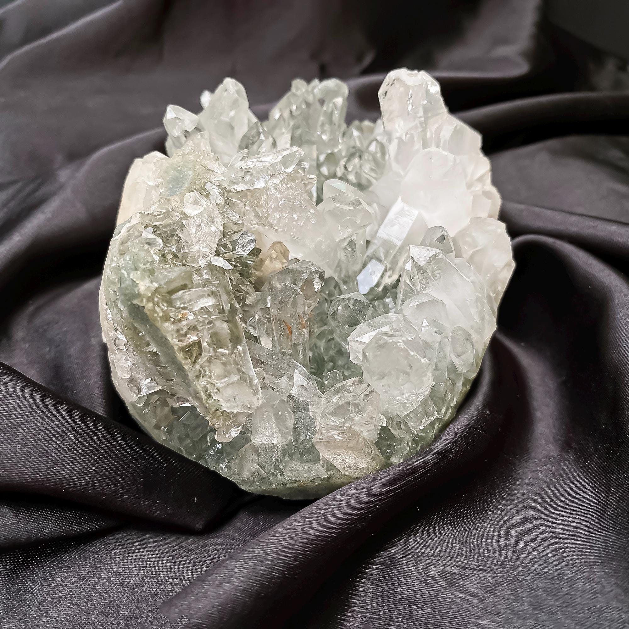 Himalayan Green Chlorite Quartz Cluster: Natural Healing Crystal, 670gm