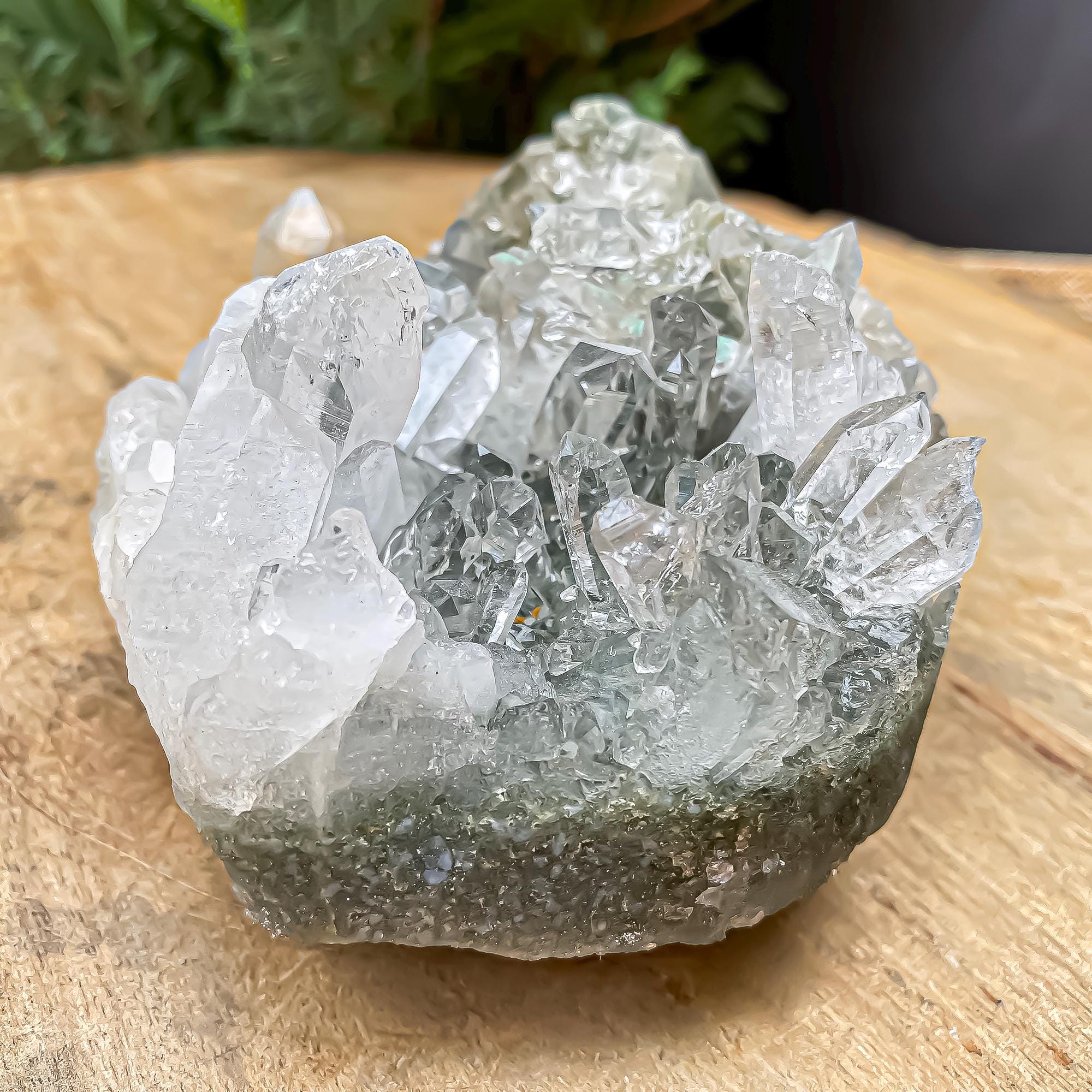 Himalayan Green Chlorite Quartz Cluster: Natural Healing Crystal, 670gm