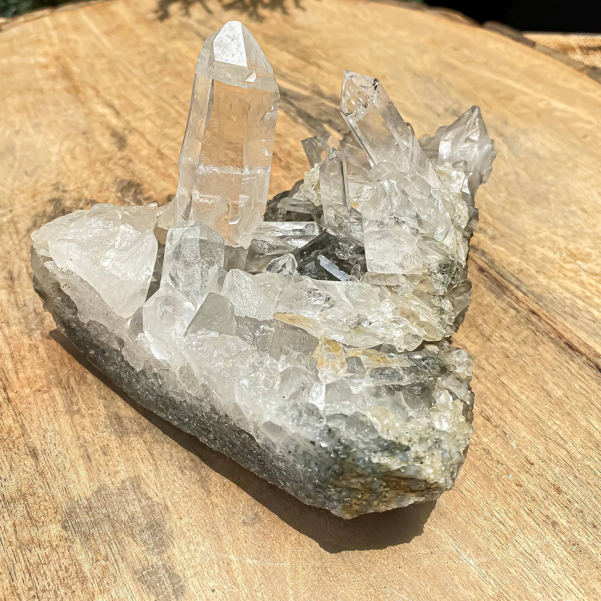 Himalayan Green Chlorite Quartz Cluster 435gm  Raw Mineral Specimen for Healing & Home Decor