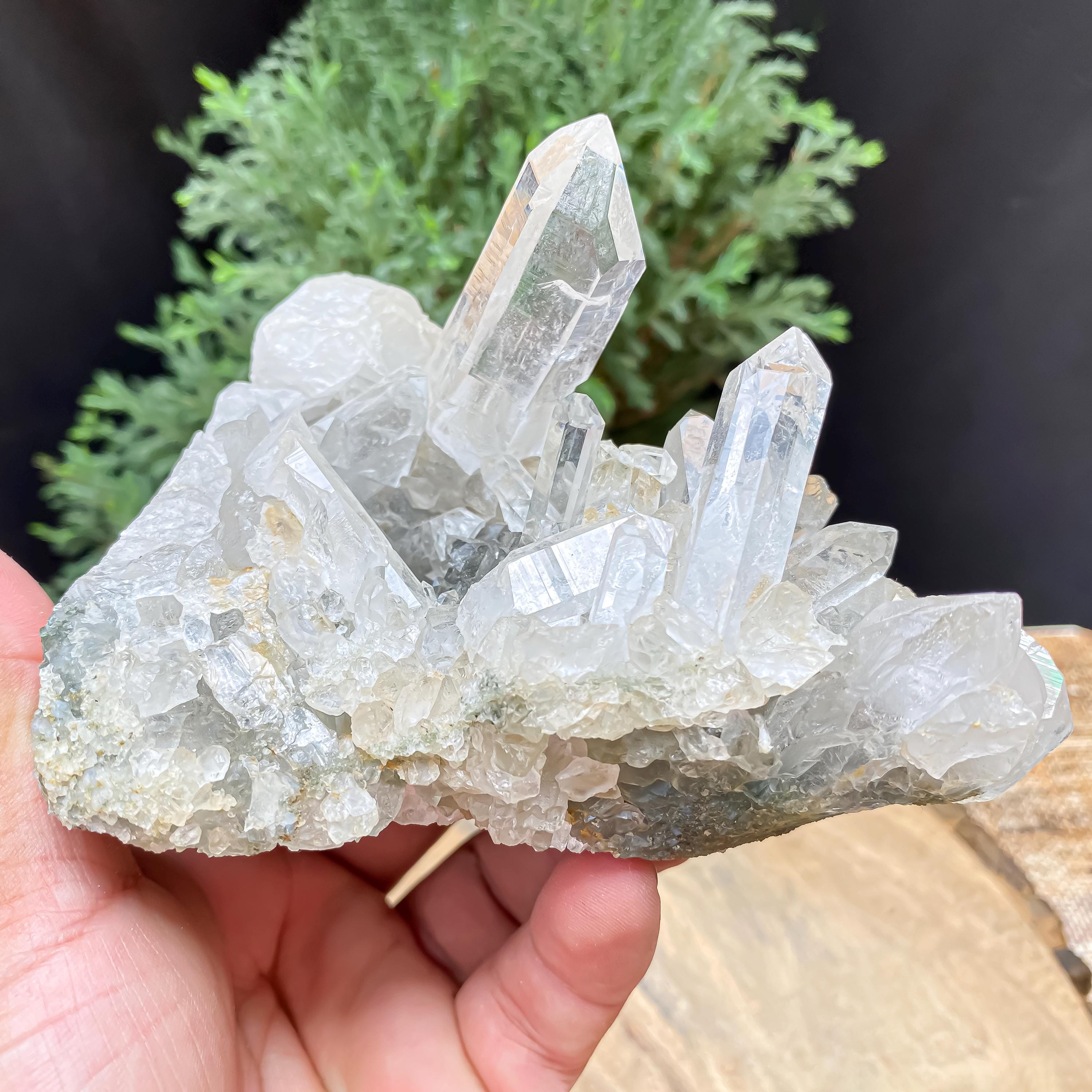 Himalayan Green Chlorite Quartz Cluster 435gm  Raw Mineral Specimen for Healing & Home Decor