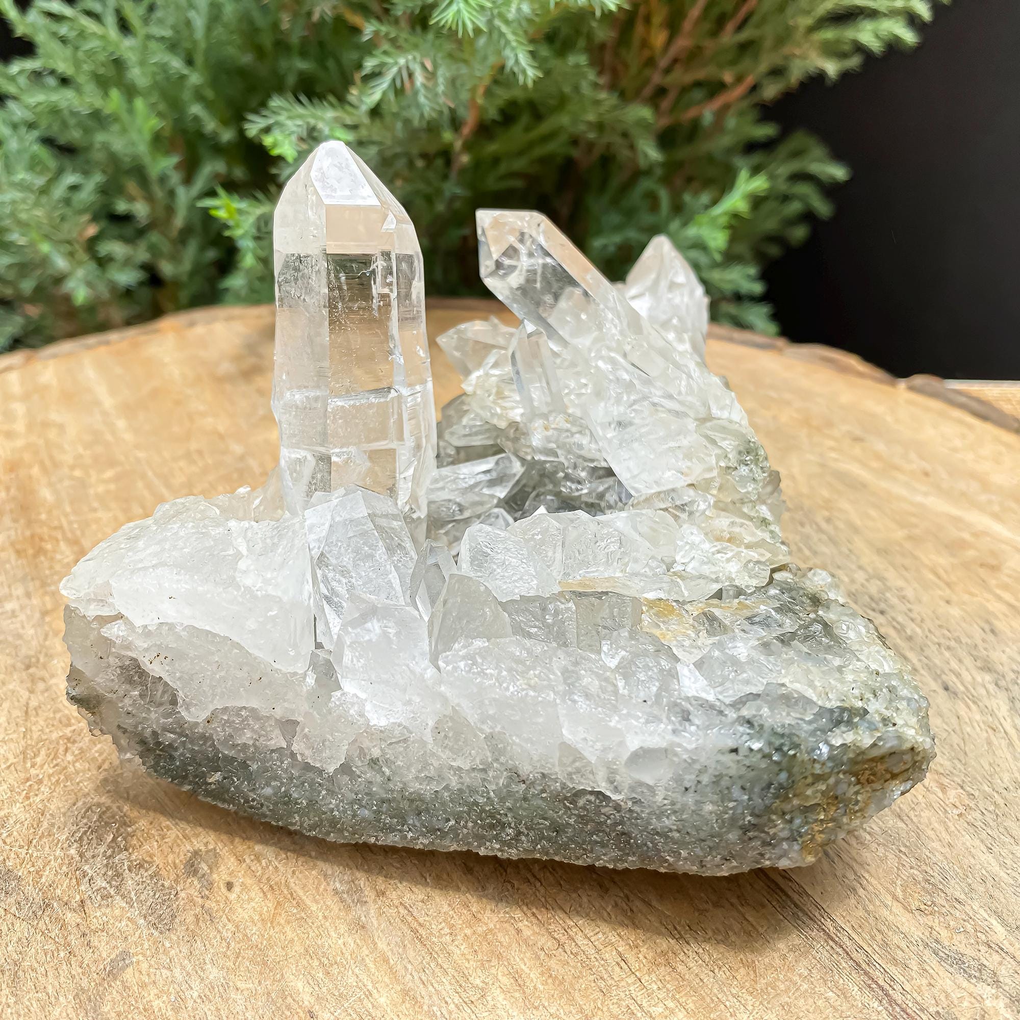 Himalayan Green Chlorite Quartz Cluster 435gm  Raw Mineral Specimen for Healing & Home Decor