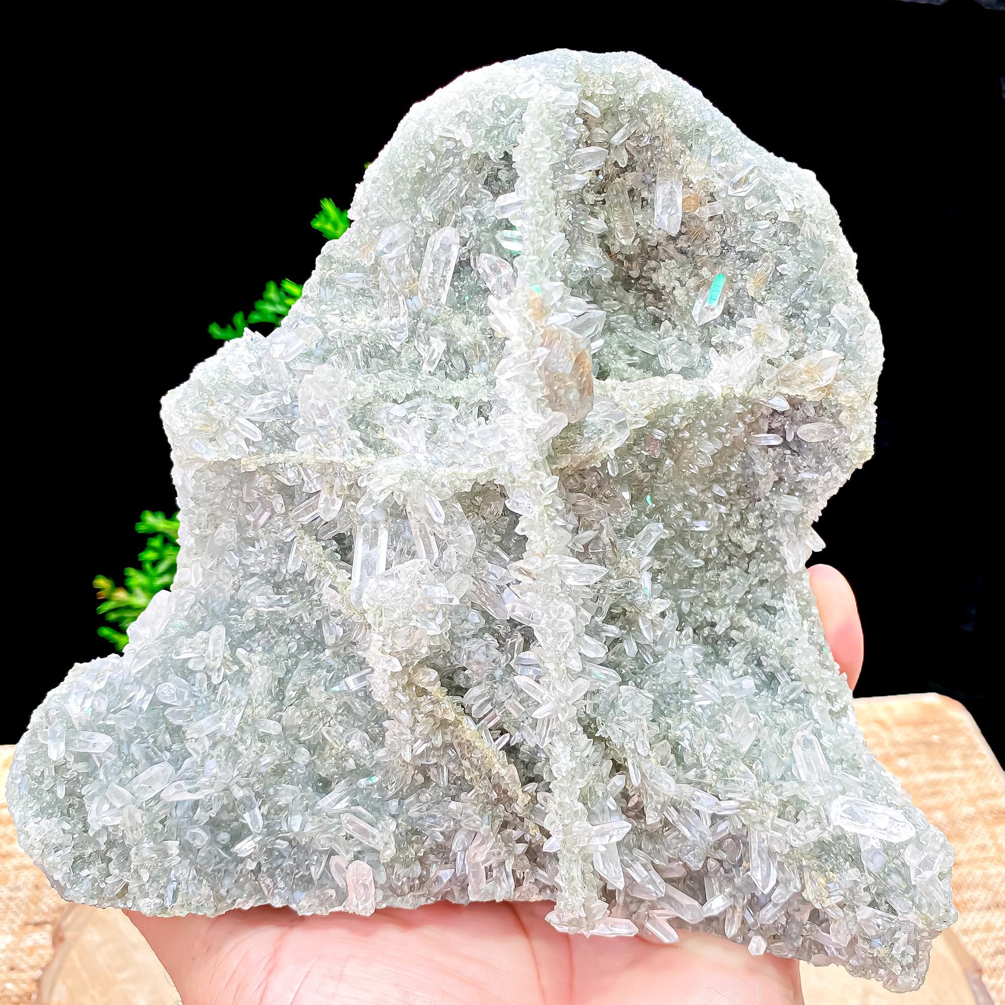 Natural Himalayan Green Chlorite Quartz Cluster 1180gm Raw Healing Stone for Meditation & Home Display