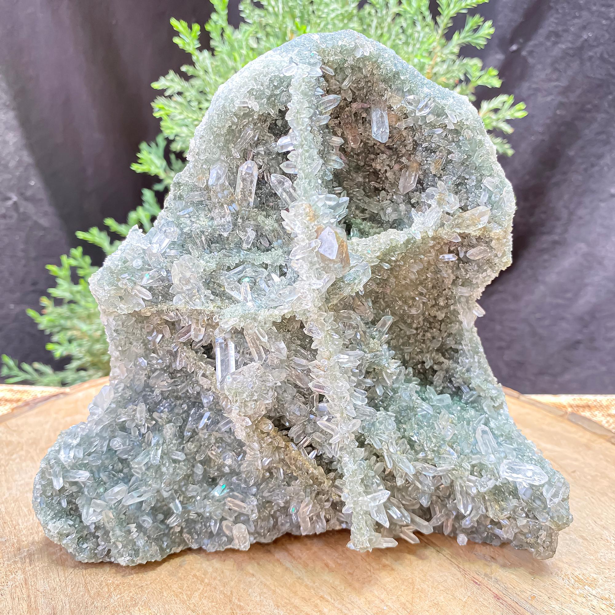 Natural Himalayan Green Chlorite Quartz Cluster 1180gm Raw Healing Stone for Meditation & Home Display