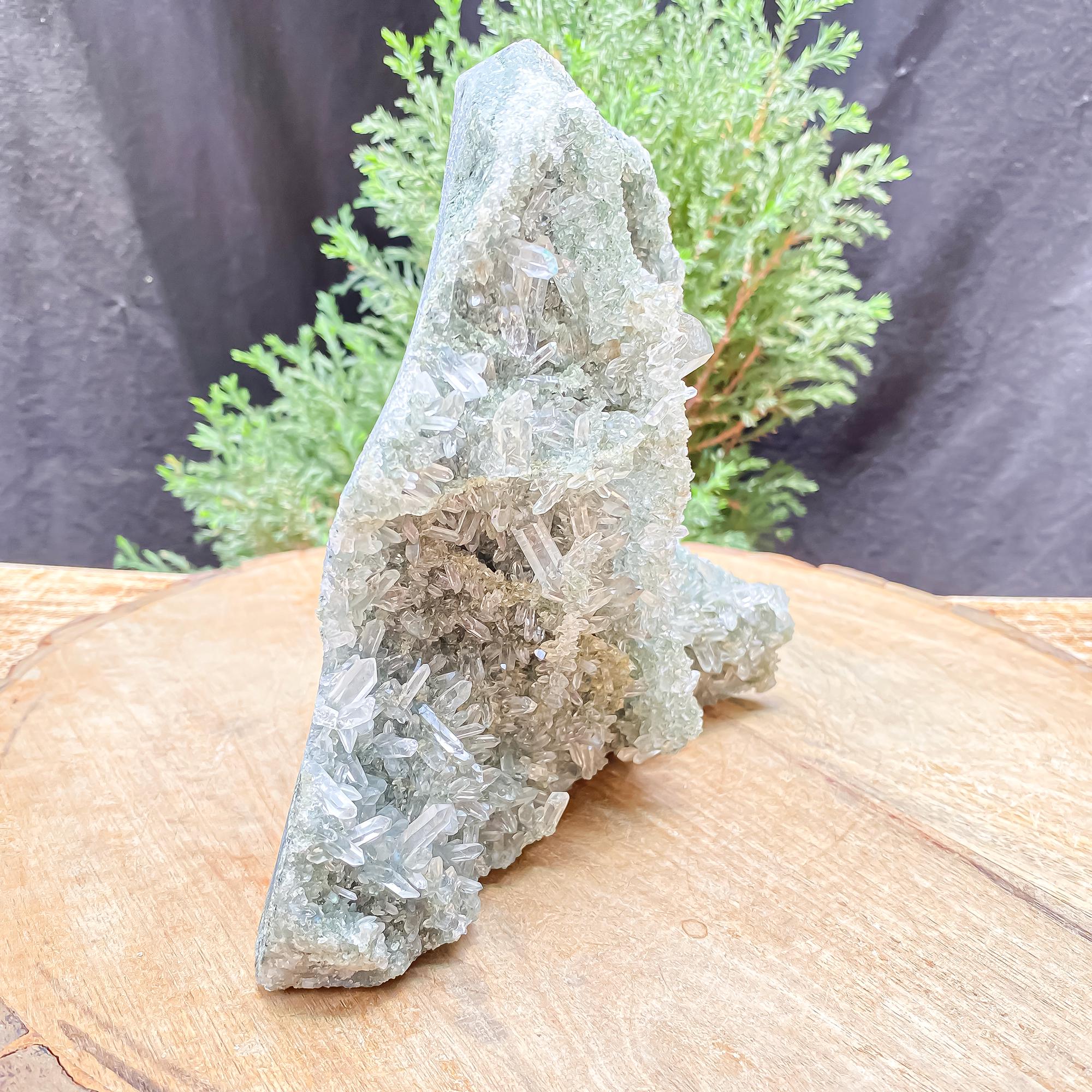 Natural Himalayan Green Chlorite Quartz Cluster 1180gm Raw Healing Stone for Meditation & Home Display