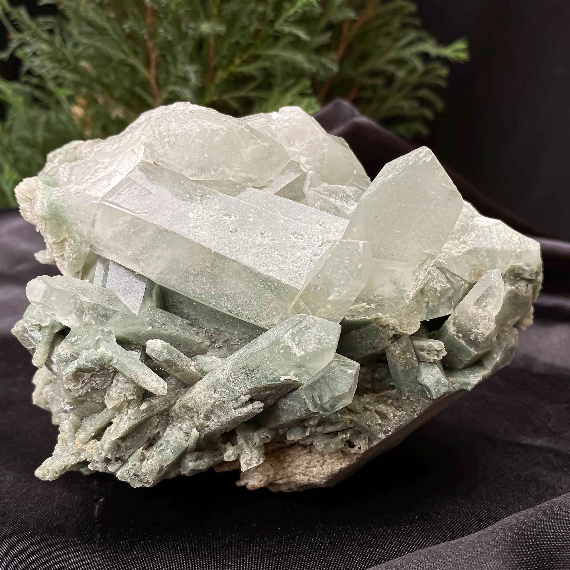 Natural Green Phantom Quartz Rough Stone: 740gm Healing Crystal for Energy Work & Home Decor