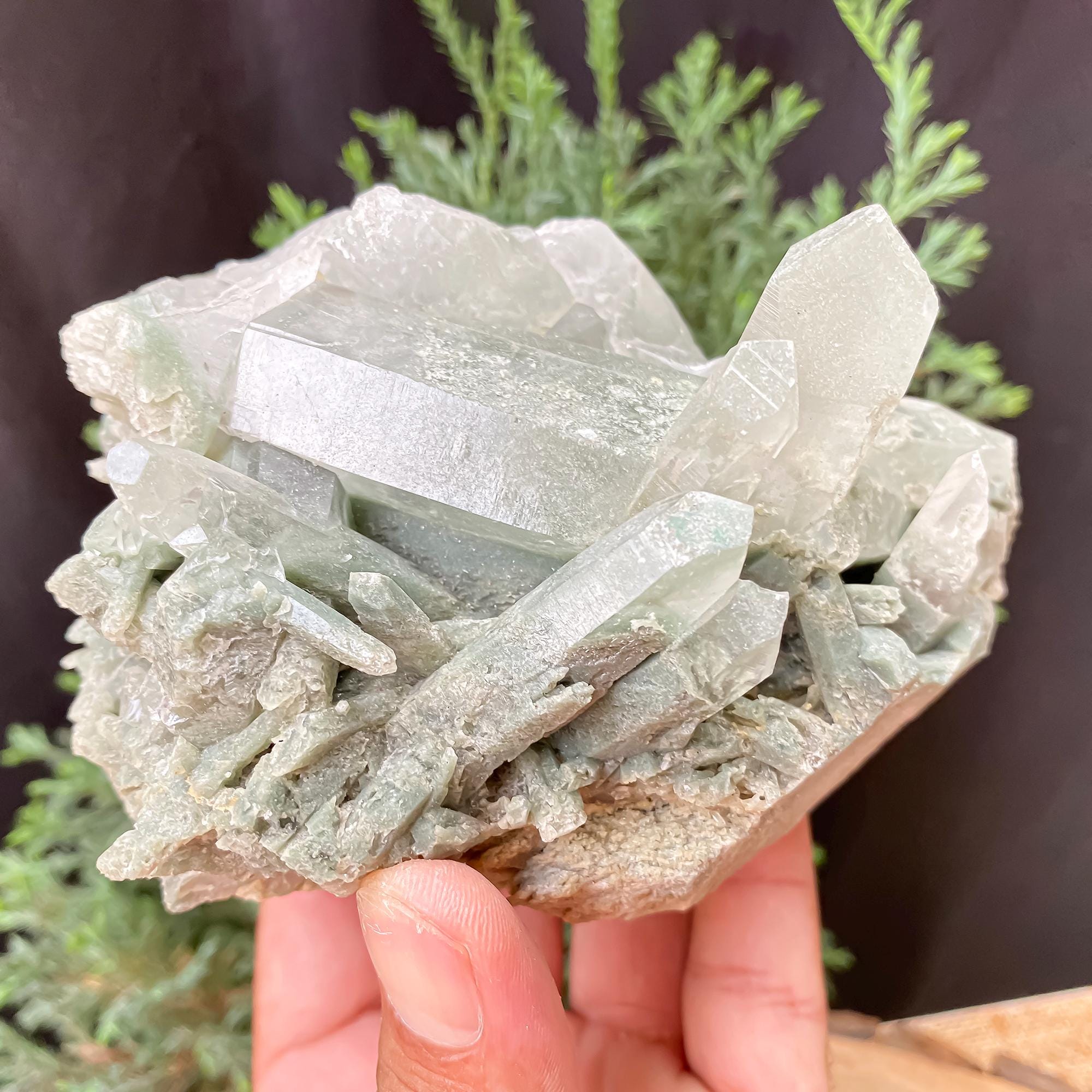 Natural Green Phantom Quartz Rough Stone: 740gm Healing Crystal for Energy Work & Home Decor