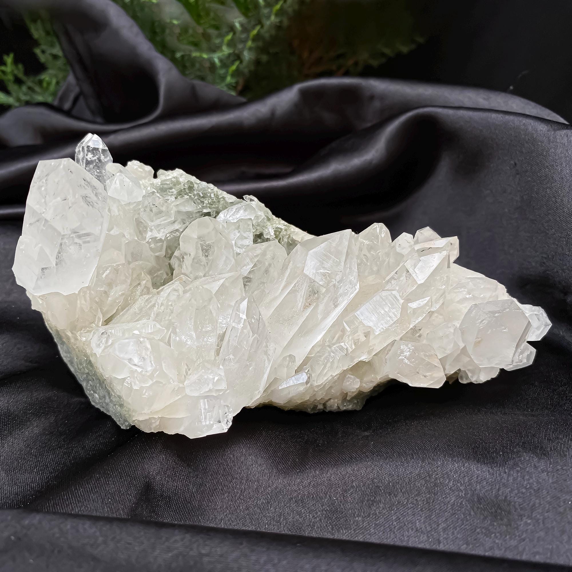 Himalayan Green Chlorite Quartz Cluster: Natural Healing Crystal Rough, 565gm