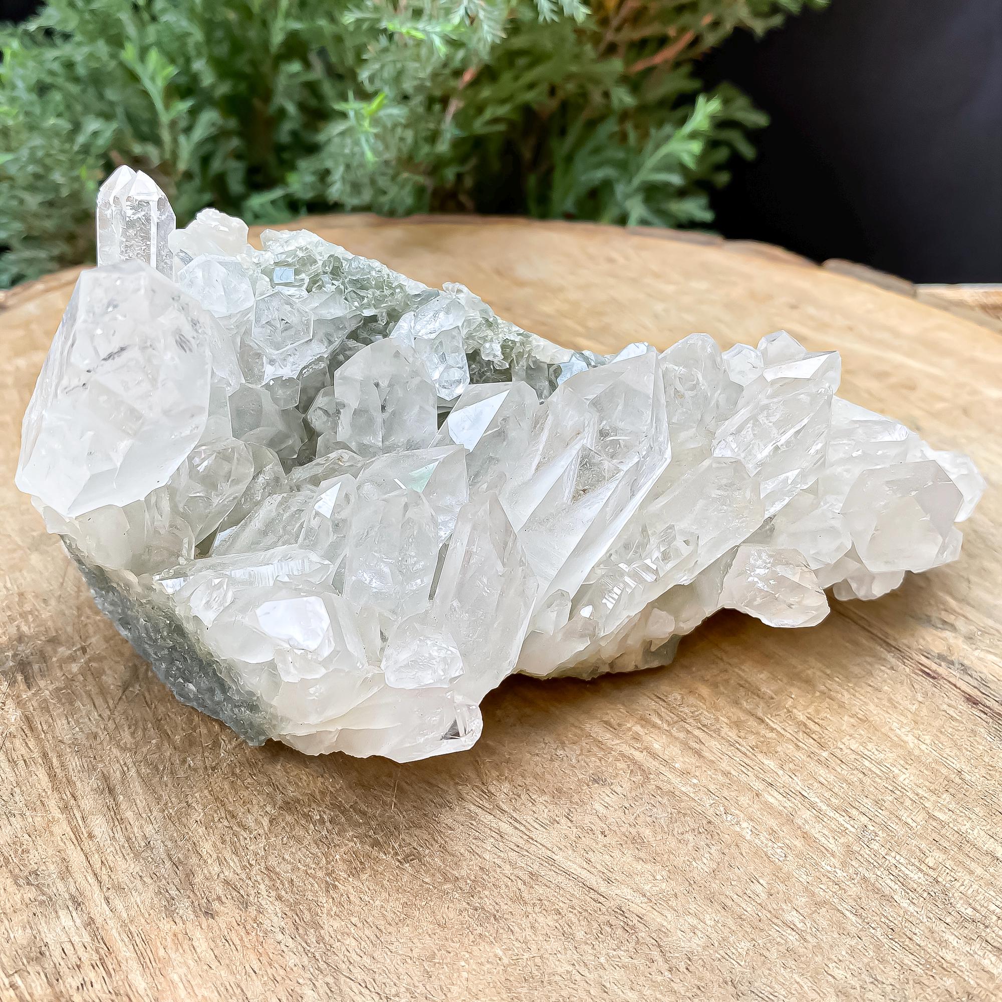 Himalayan Green Chlorite Quartz Cluster: Natural Healing Crystal Rough, 565gm