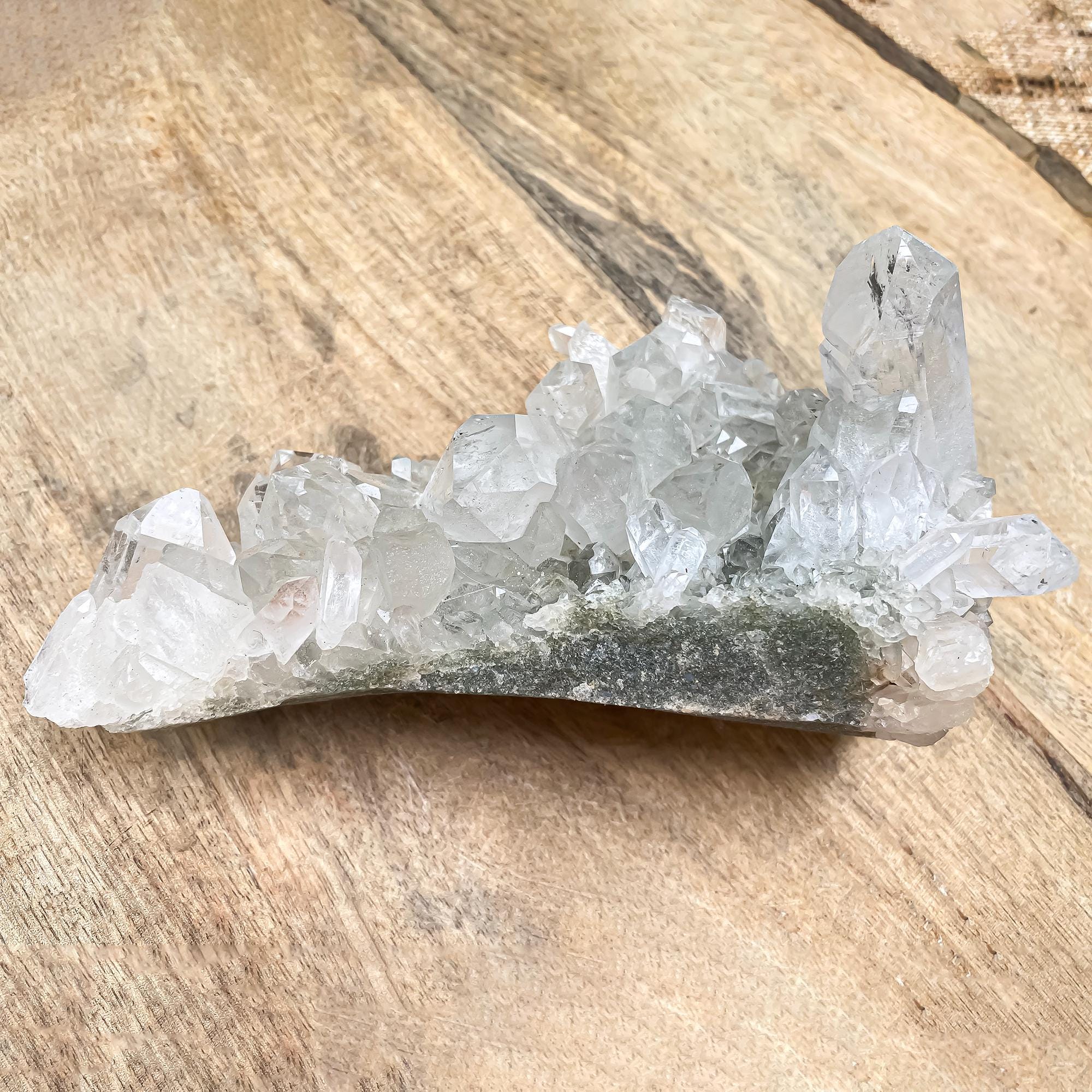 Himalayan Green Chlorite Quartz Cluster: Natural Healing Crystal Rough, 565gm