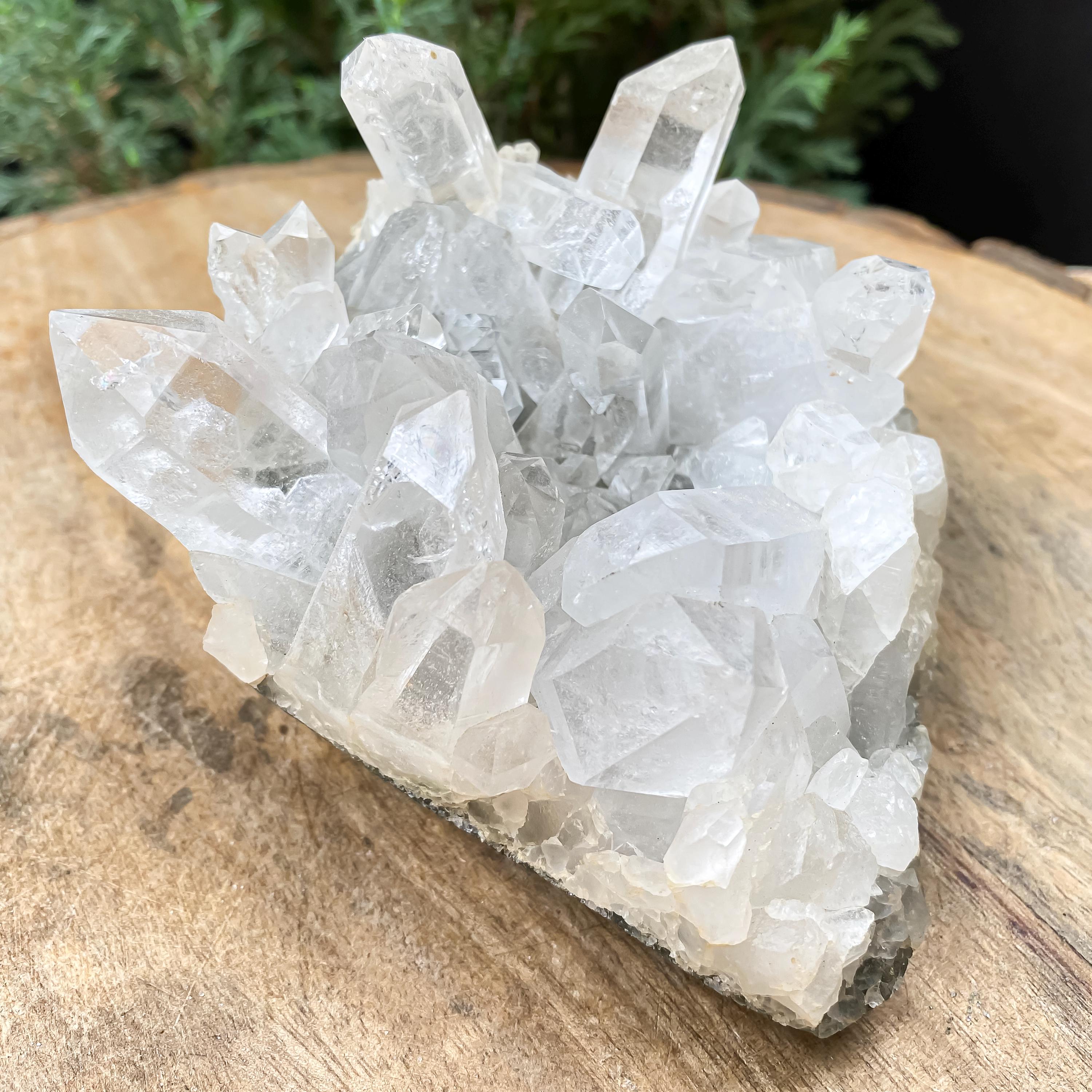 Himalayan Clear Chlorite Quartz Crystal Pointed: 600gm Raw Green Energy Stone