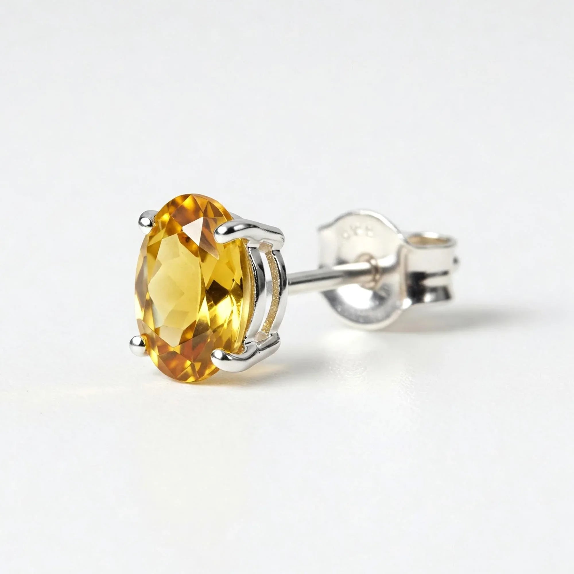 Dainty Citrine Stud Earrings: 925 Sterling Silver, November Birthstone Jewelry - Himalya Quartz