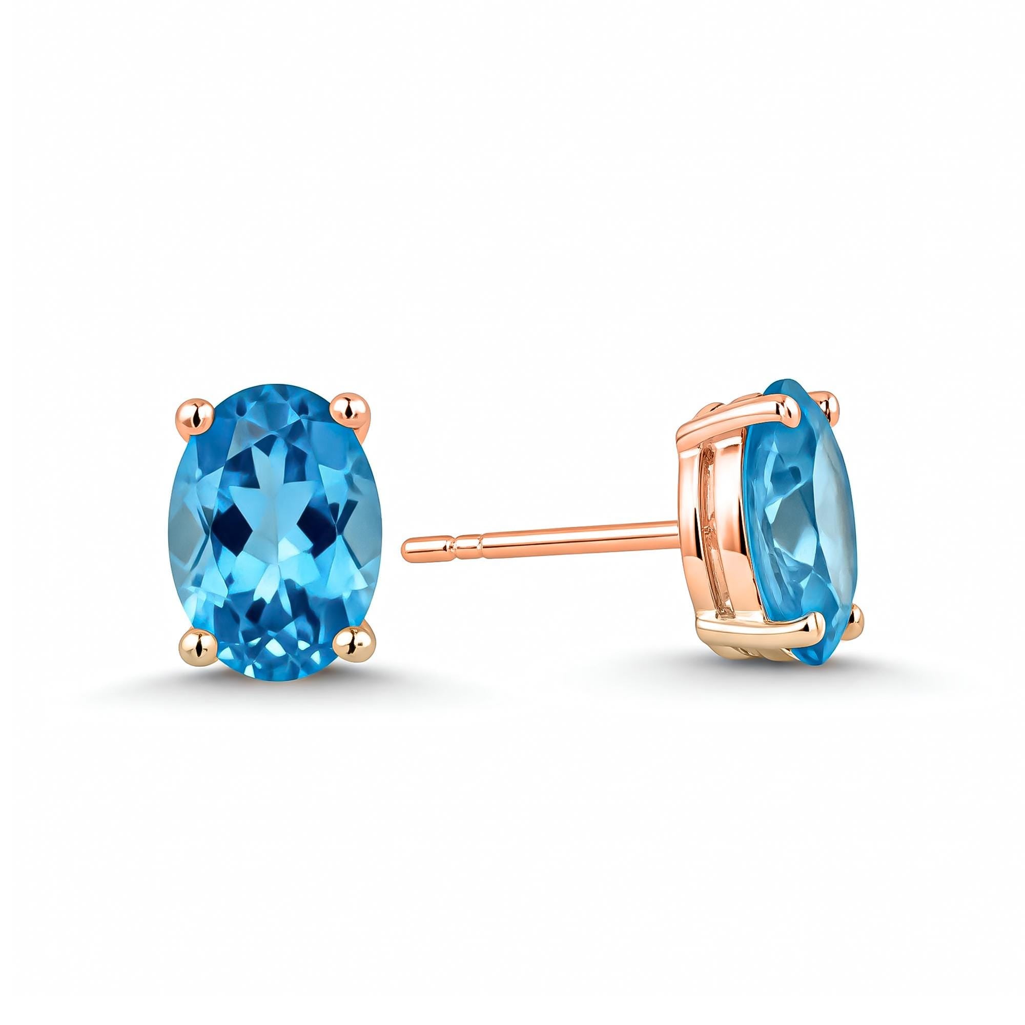 Swiss Blue Topaz Sterling Silver Stud Earrings: December Birthstone