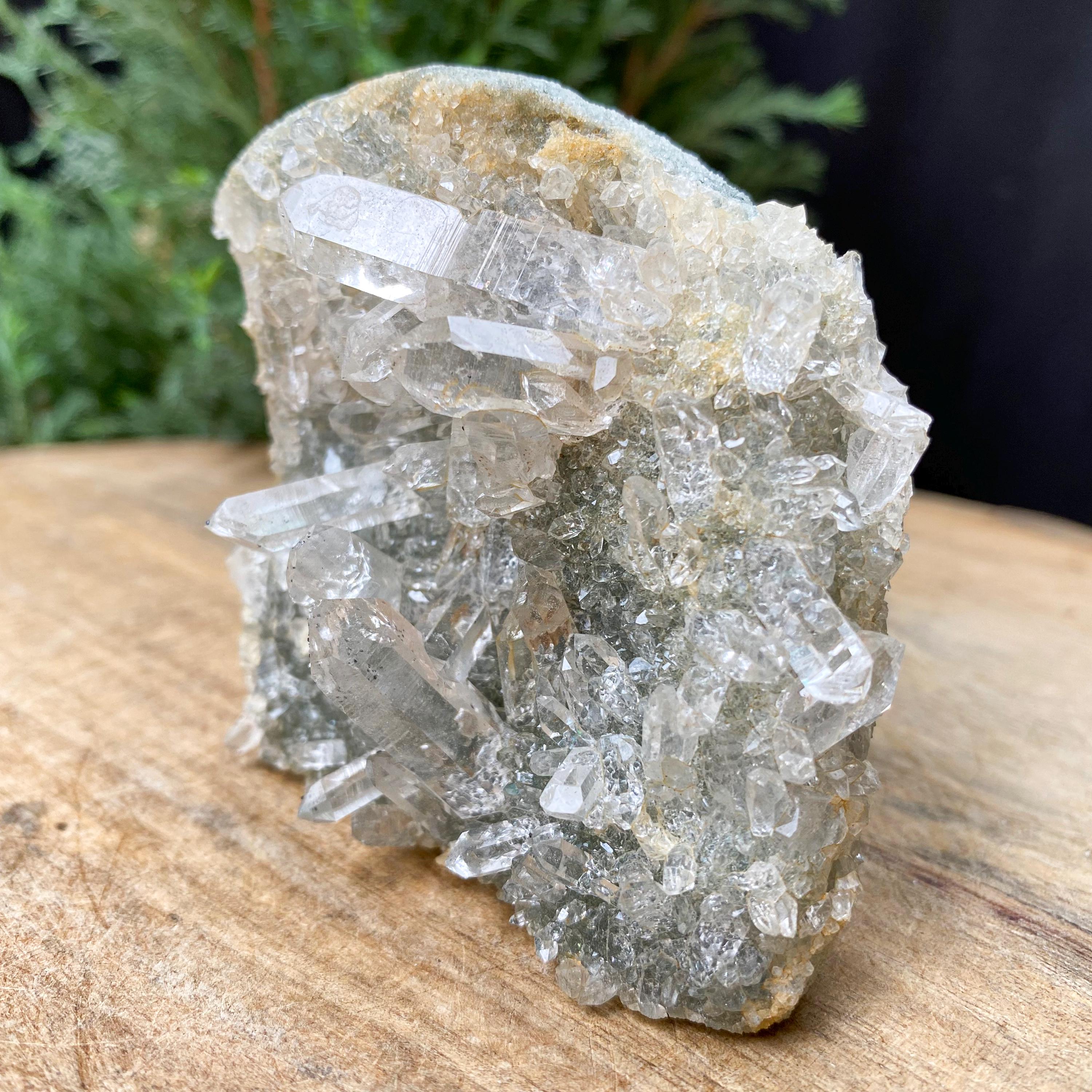 Himalayan Green Chlorite Quartz Cluster: Raw Crystal Healing Stone, 220g